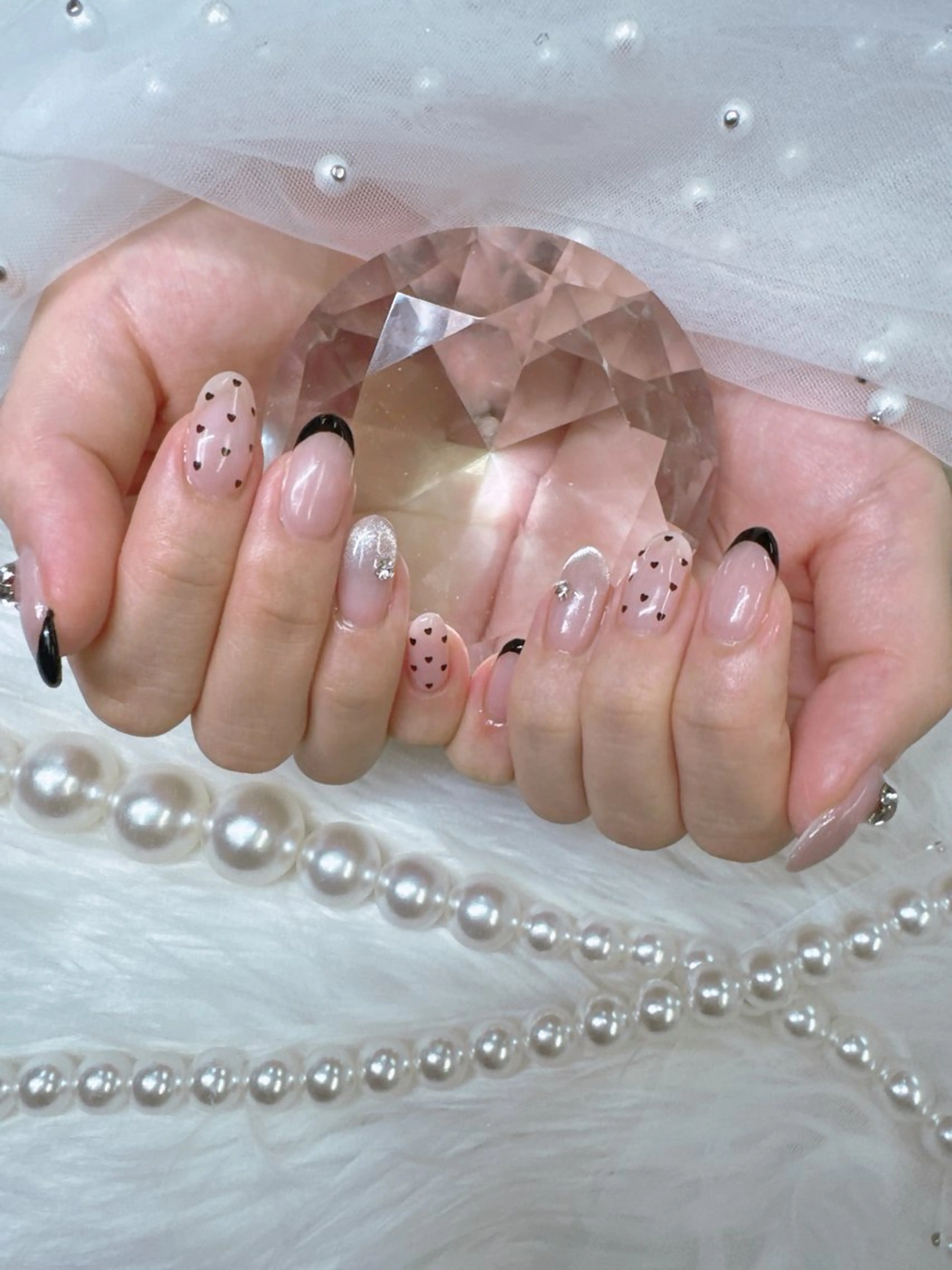 ネイル アートネイル べっ甲ネイル ドット フットネイル フレンチネイル Queeens nailのネイルデザイン