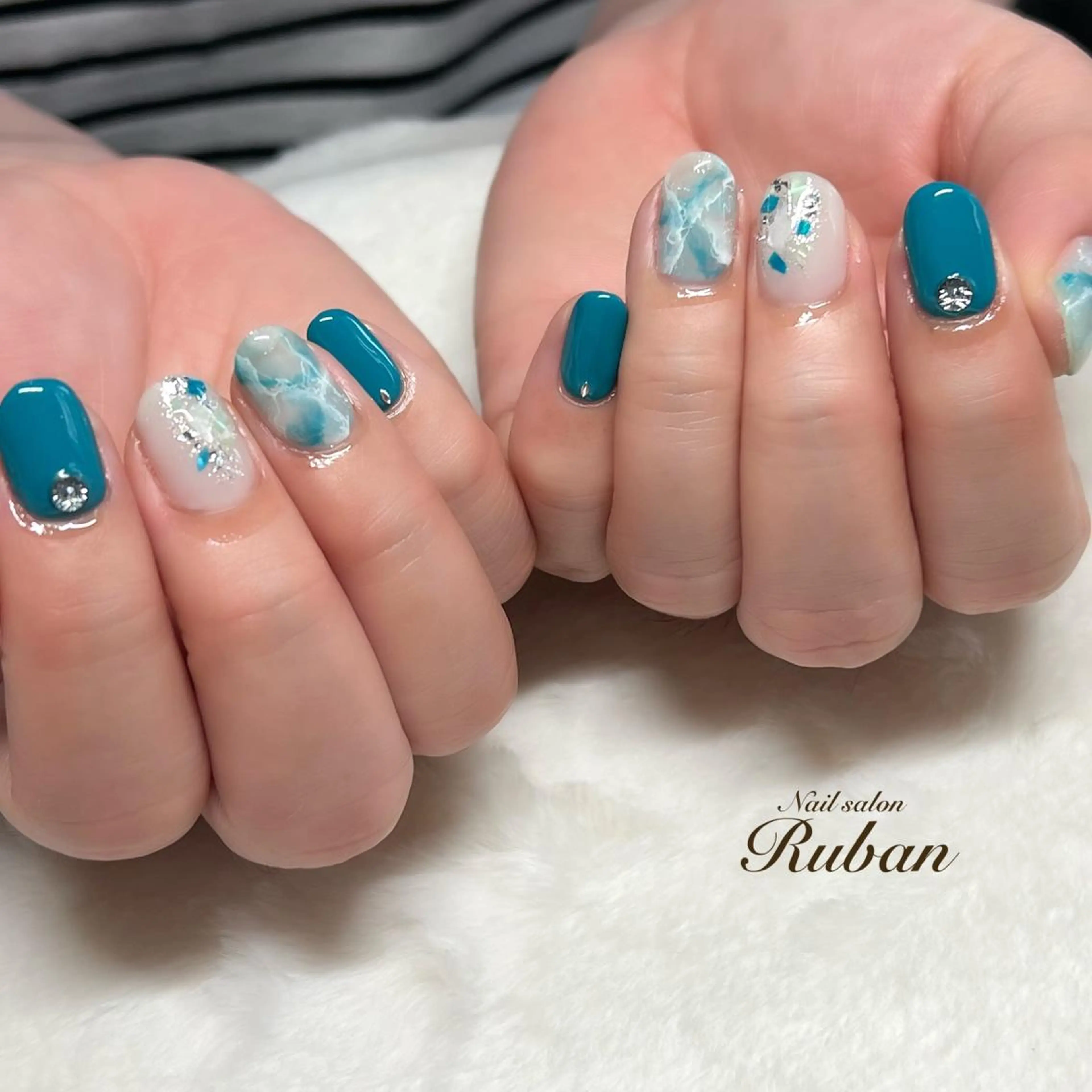 ネイル ブルー 大理石ネイル(マーブル) Nail salon Rubanのネイルデザイン