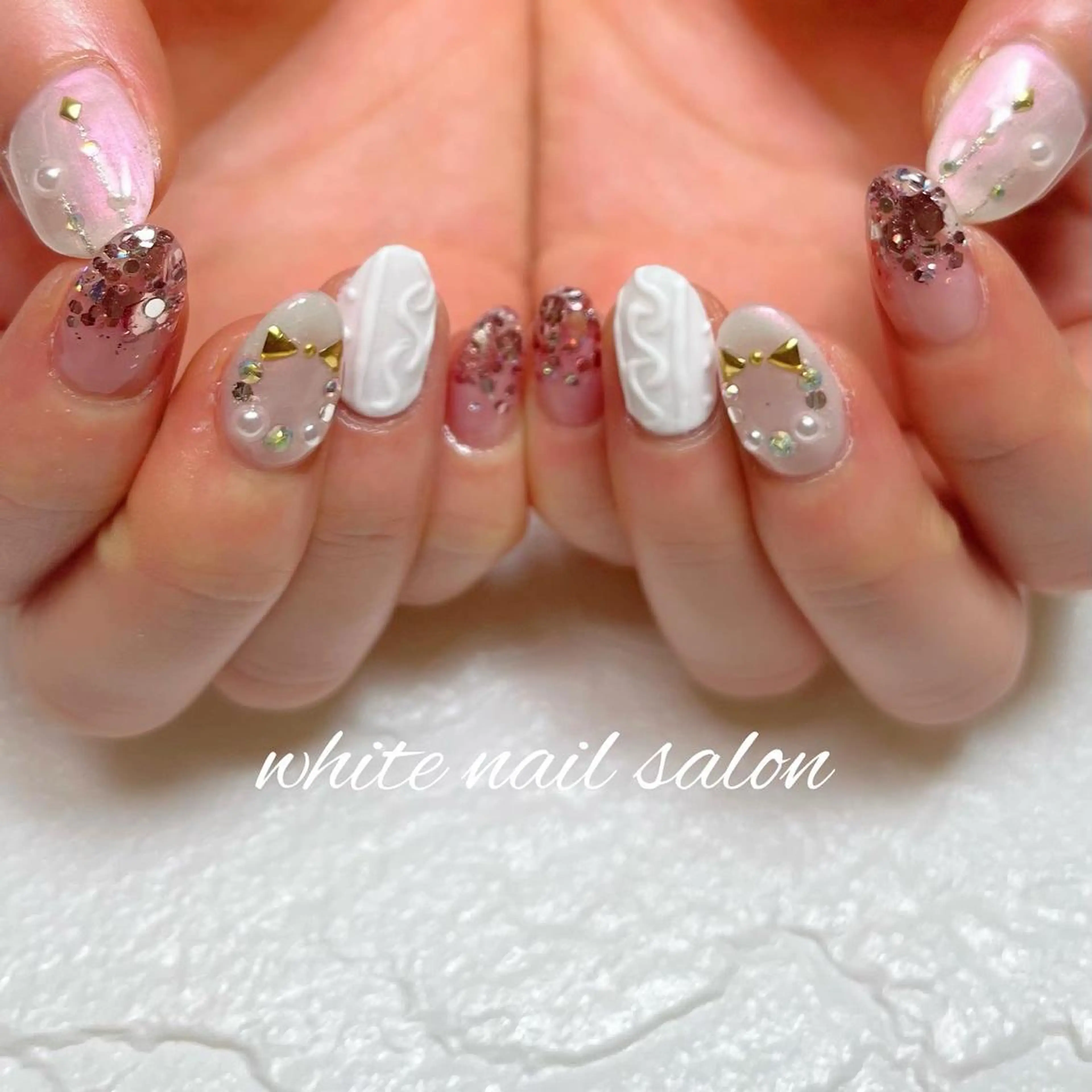 ネイル フットネイル ジェルネイル ハードジェル ラメ(グリッター) 持ち込み ハンドネイル white nail salonのネイルデザイン