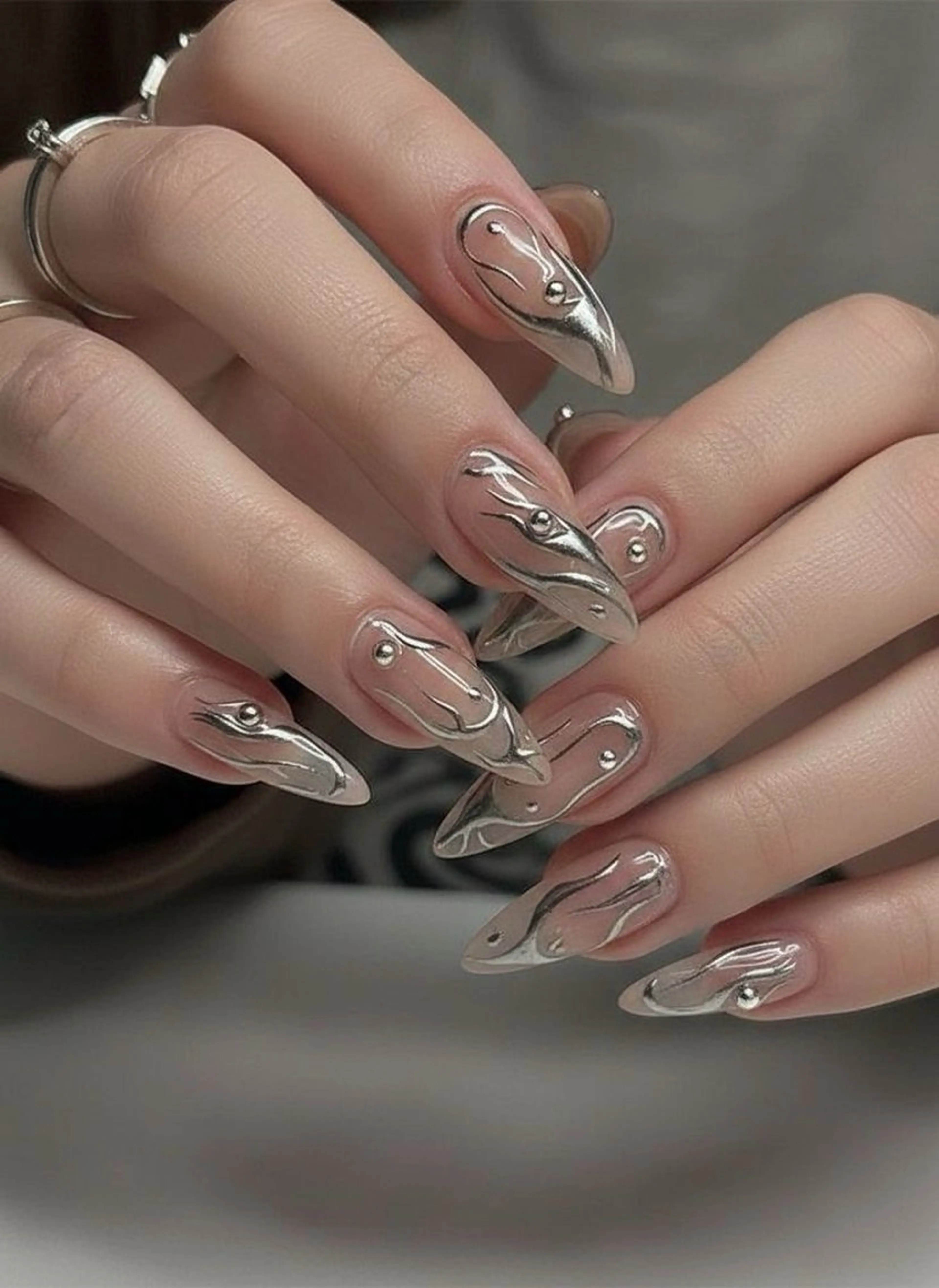 ネイル アニマル柄 オーロラネイル チークネイル フラッシュネイル ジェルネイル アンアンBelle Nail 池袋のネイルデザイン