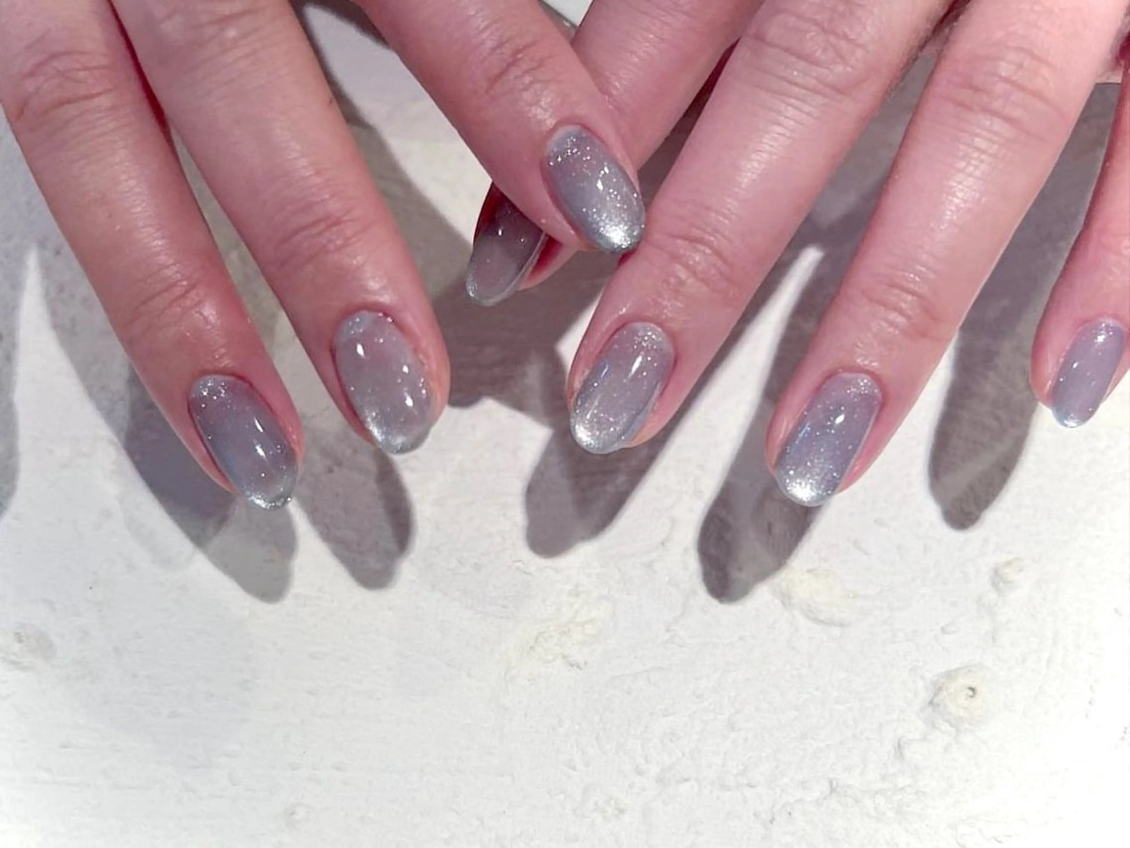 ネイル 水色 マグネットネイル オフィスネイル Vogusty's Nail 鶴見店のネイルデザイン