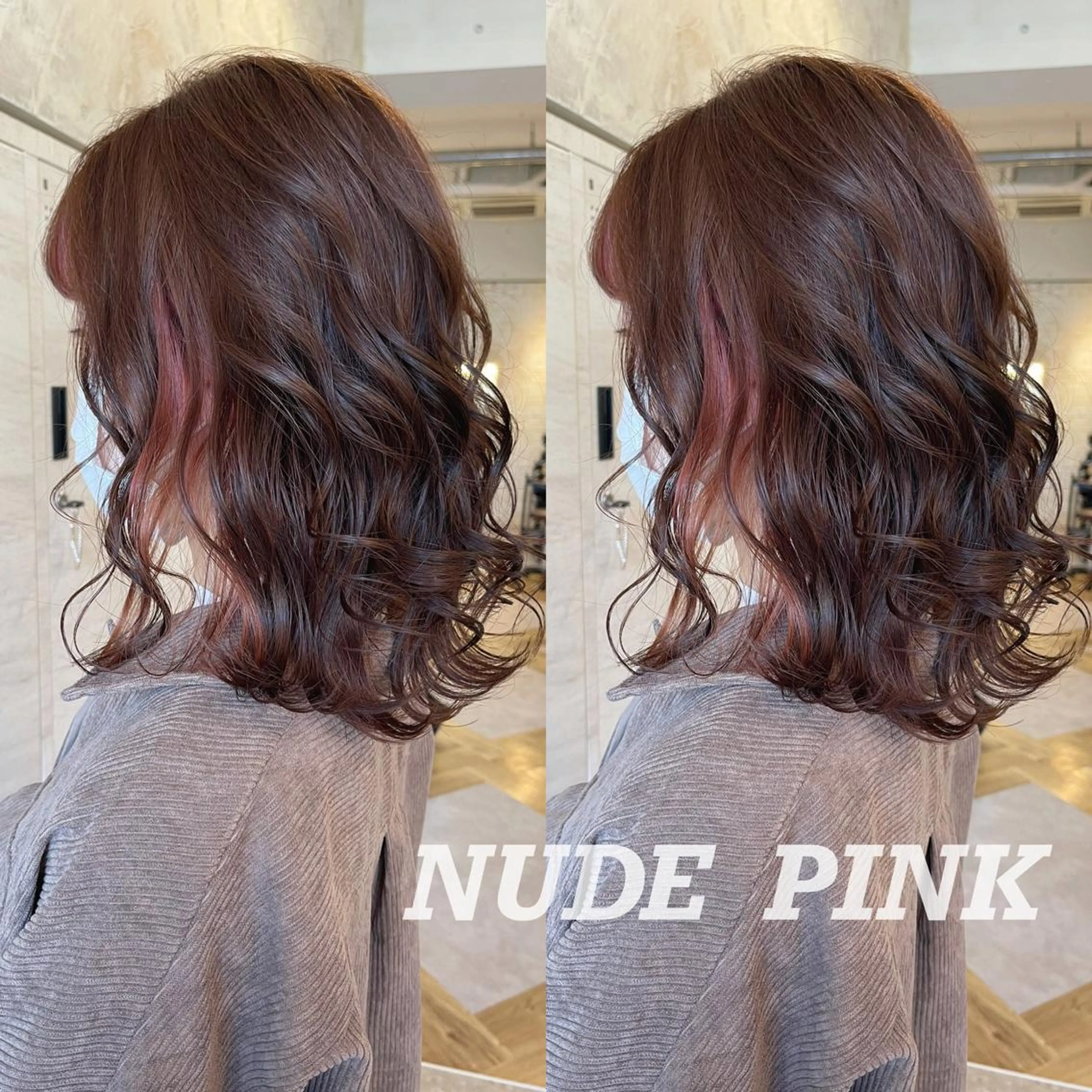 ミディアム カラー ピンクカラー 佐々木 裕一のヘアスタイル