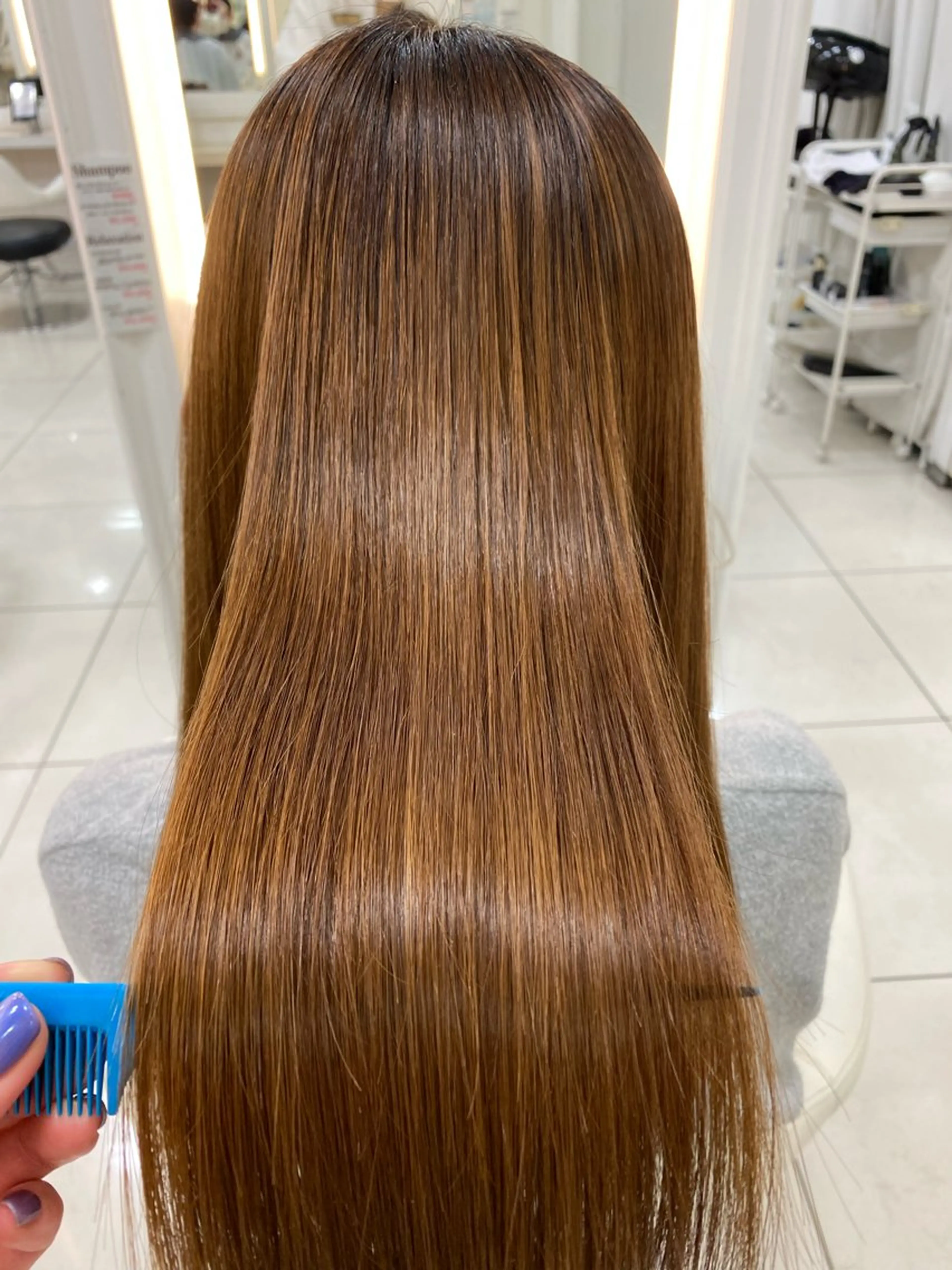 パーマ 中村/韓国風レイヤー 縮毛矯正、ハイライトのヘアスタイル