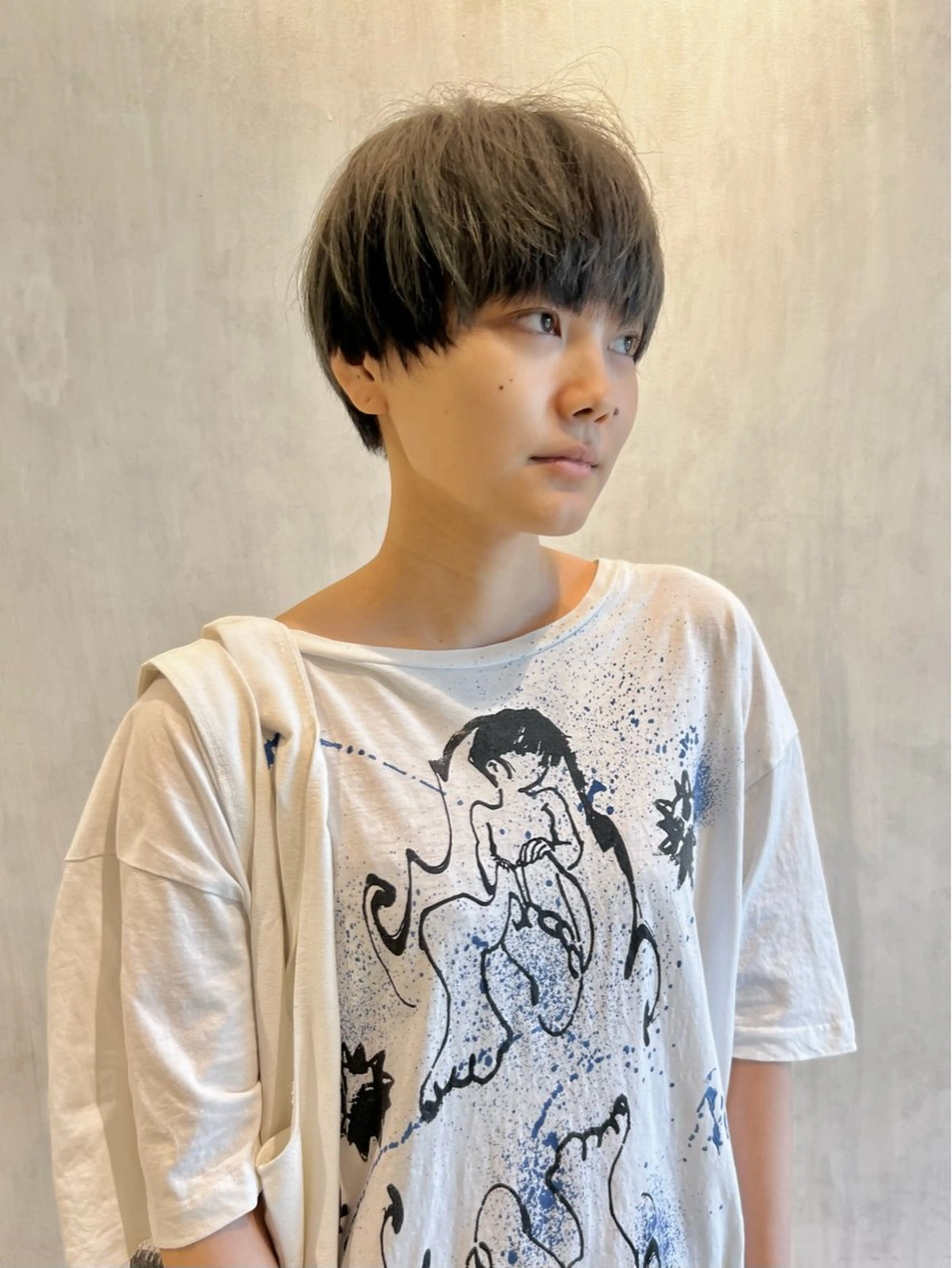 ショート カラー ダークグレー メンズパーマ/フェ ザーパーマ/古川晴輝のヘアスタイル