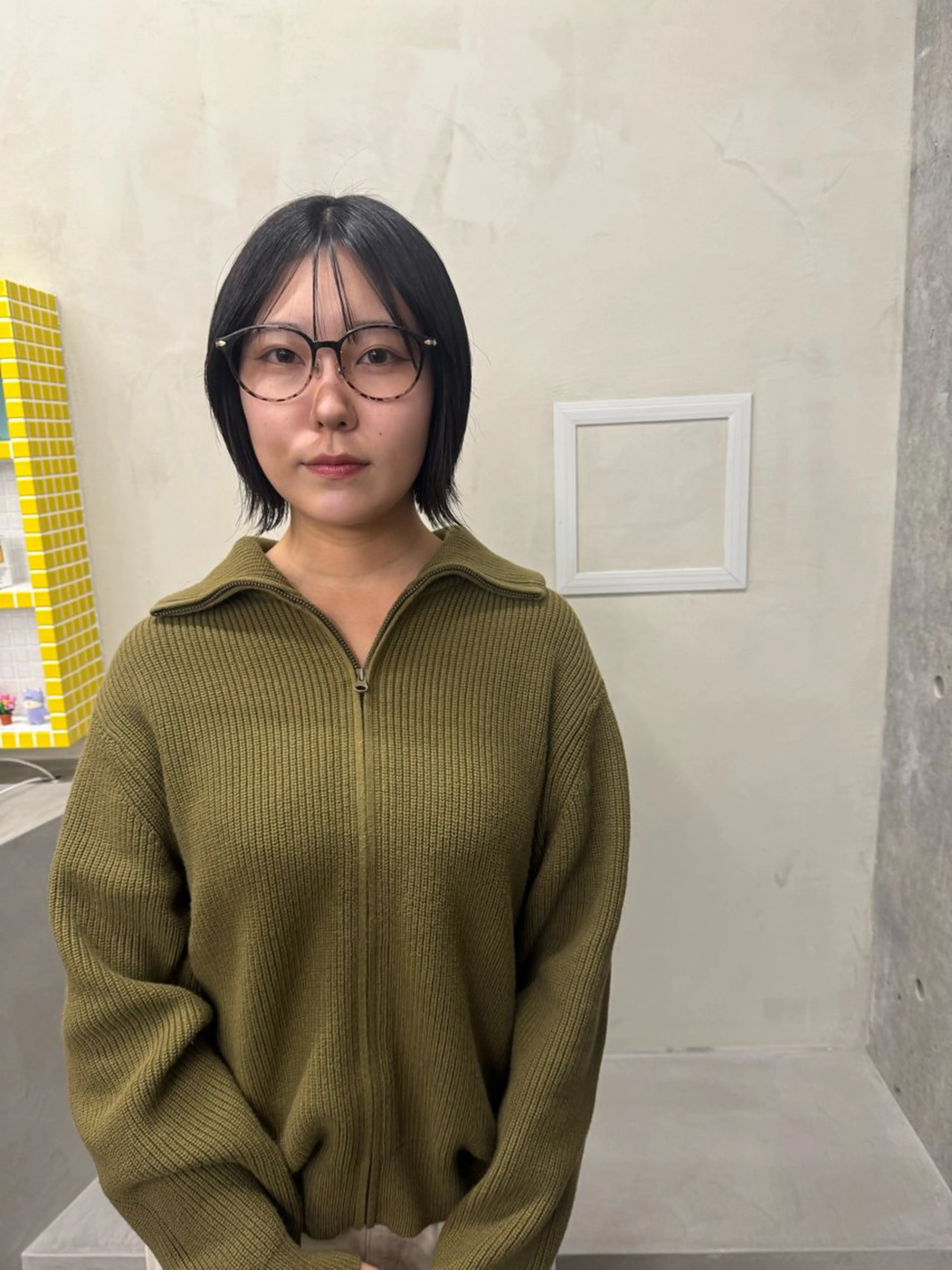 ミディアム カラー ミディアムレイヤー ボブ 顔周りカット レイヤーカット おくれ毛 カット 誰より丁寧なカット/ 小林輝/レイヤーのヘアスタイル