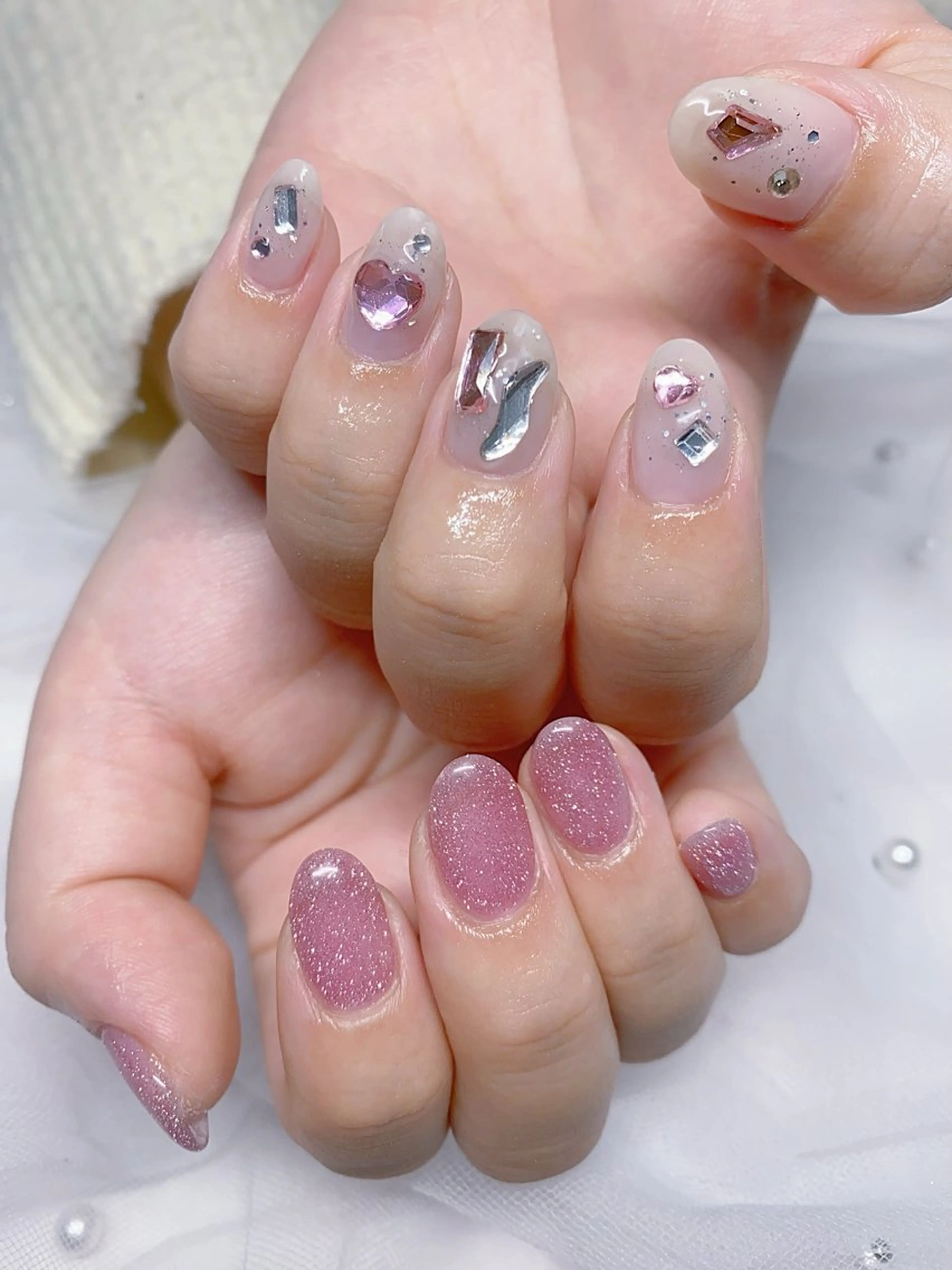 ネイル フラッシュネイル ピンク ハンドネイル Jasmine nailsalon所属・ジャスミン ネイルサロンのネイルデザイン