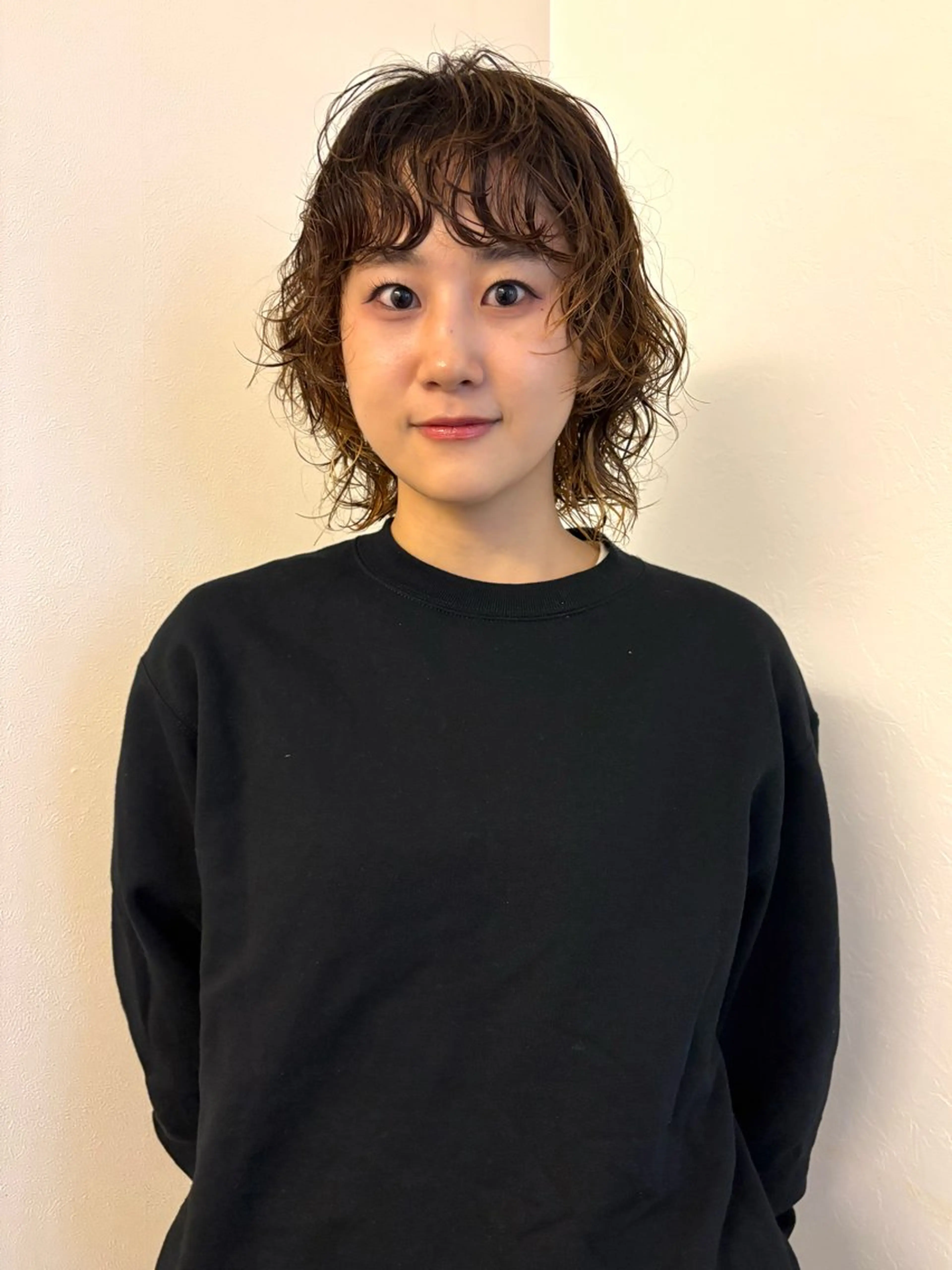 ミディアム カラー パーマ ミディアムパーマ ブラウンカラー 金井京介/レイヤー /パーマのヘアスタイル