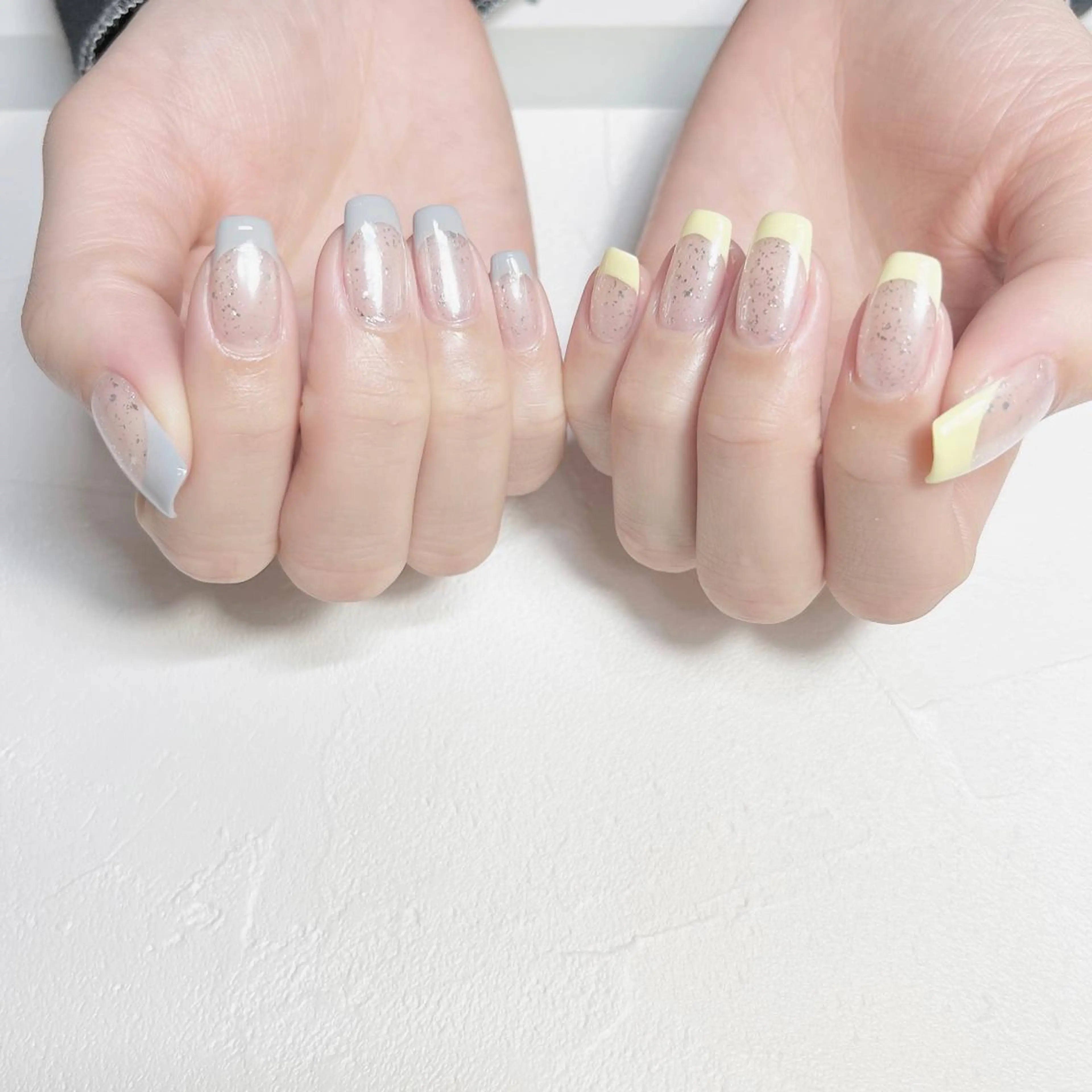 ネイル クリアネイル フレンチネイル ラメ(グリッター) ミラーネイル ワンホンネイル ハンドネイル Room nailのネイルデザイン