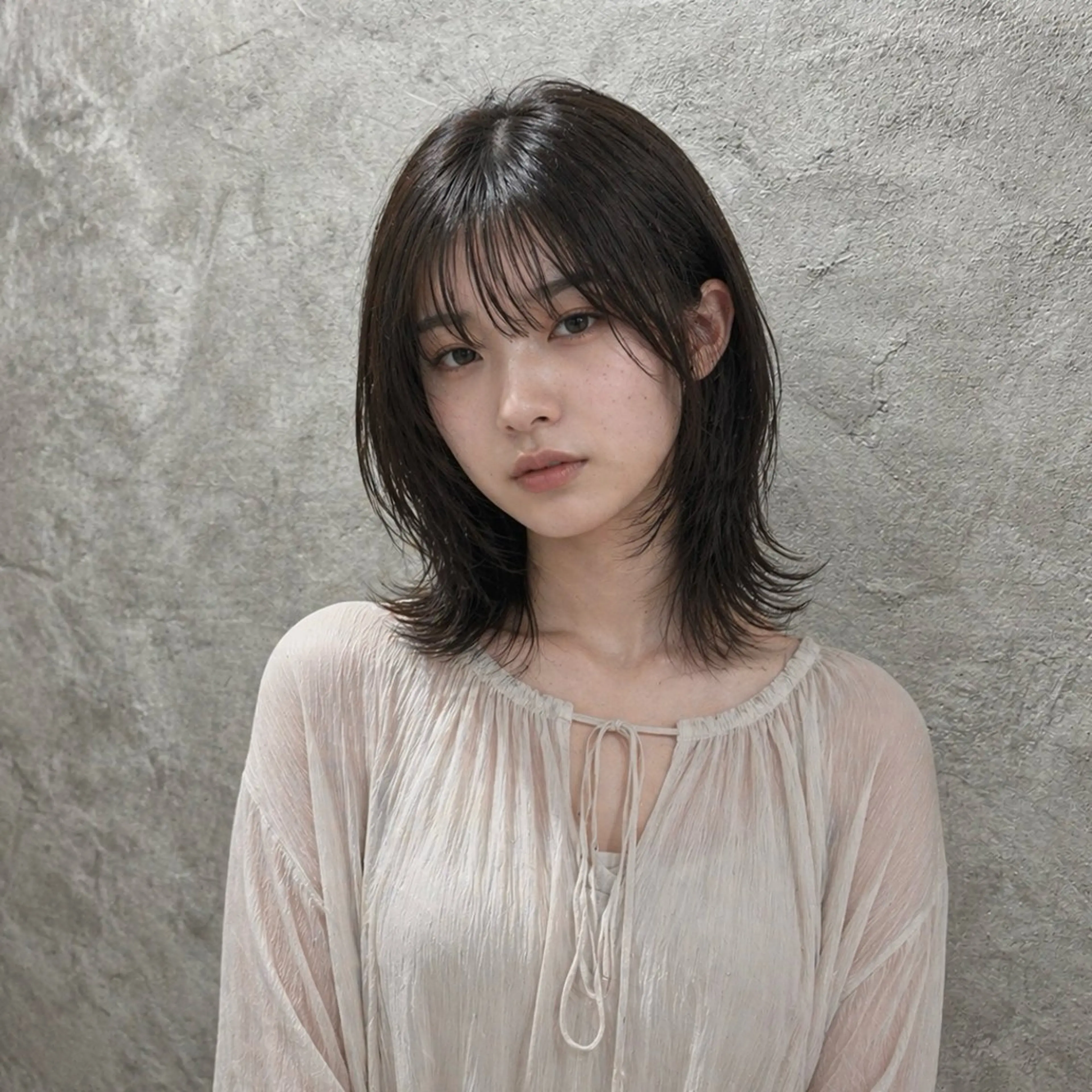 ミディアム カット トリートメント 小島 咲音/艶カラー /レイヤー/縮毛矯正のヘアスタイル