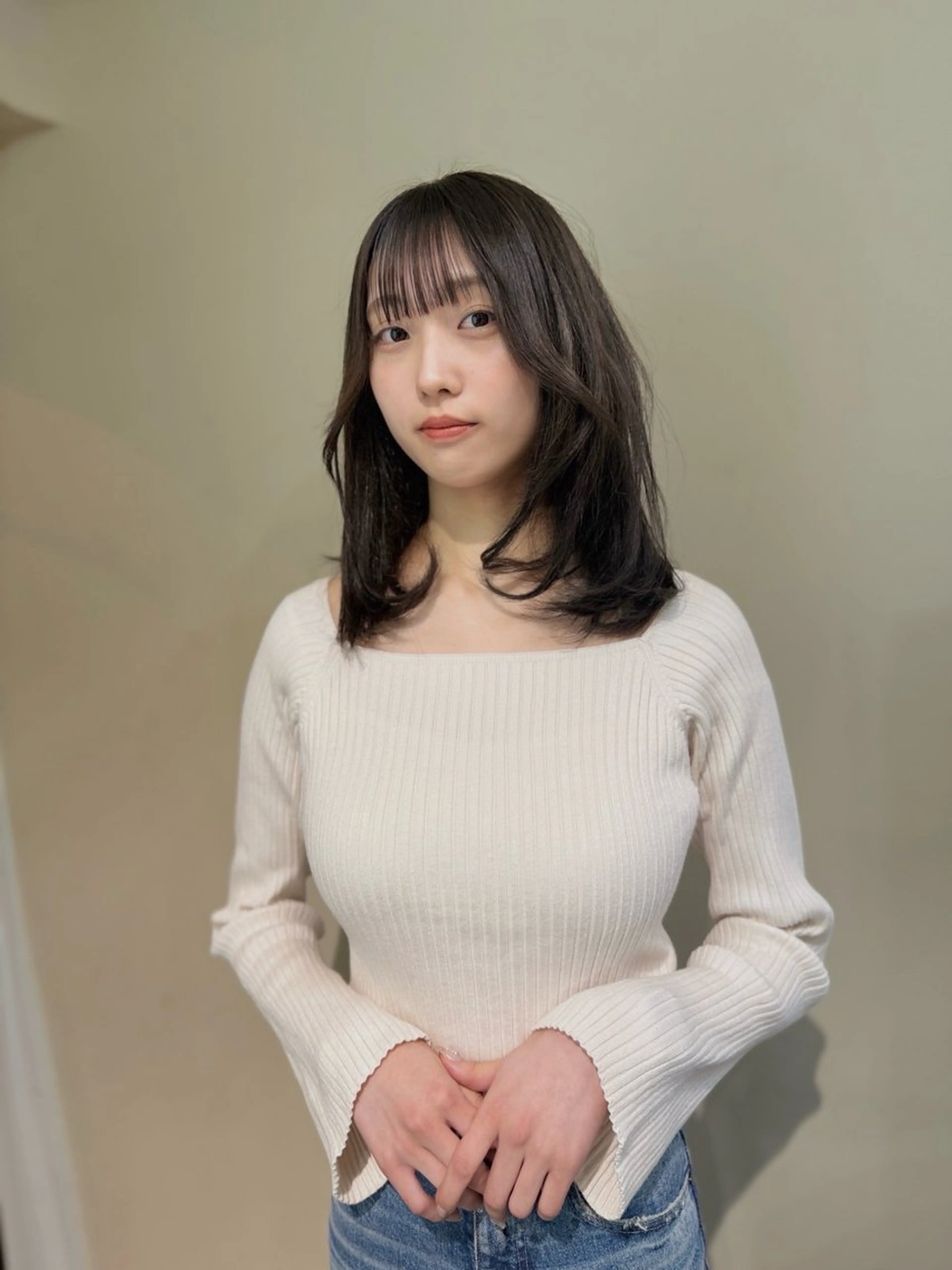 セミロング カラー アディクシーカラー バレイヤージュ ブリーチ デザインカラー ダブルカラー カット ヘアカラー トリートメント opus 店長大和 レイヤー/赤み消しのヘアスタイル