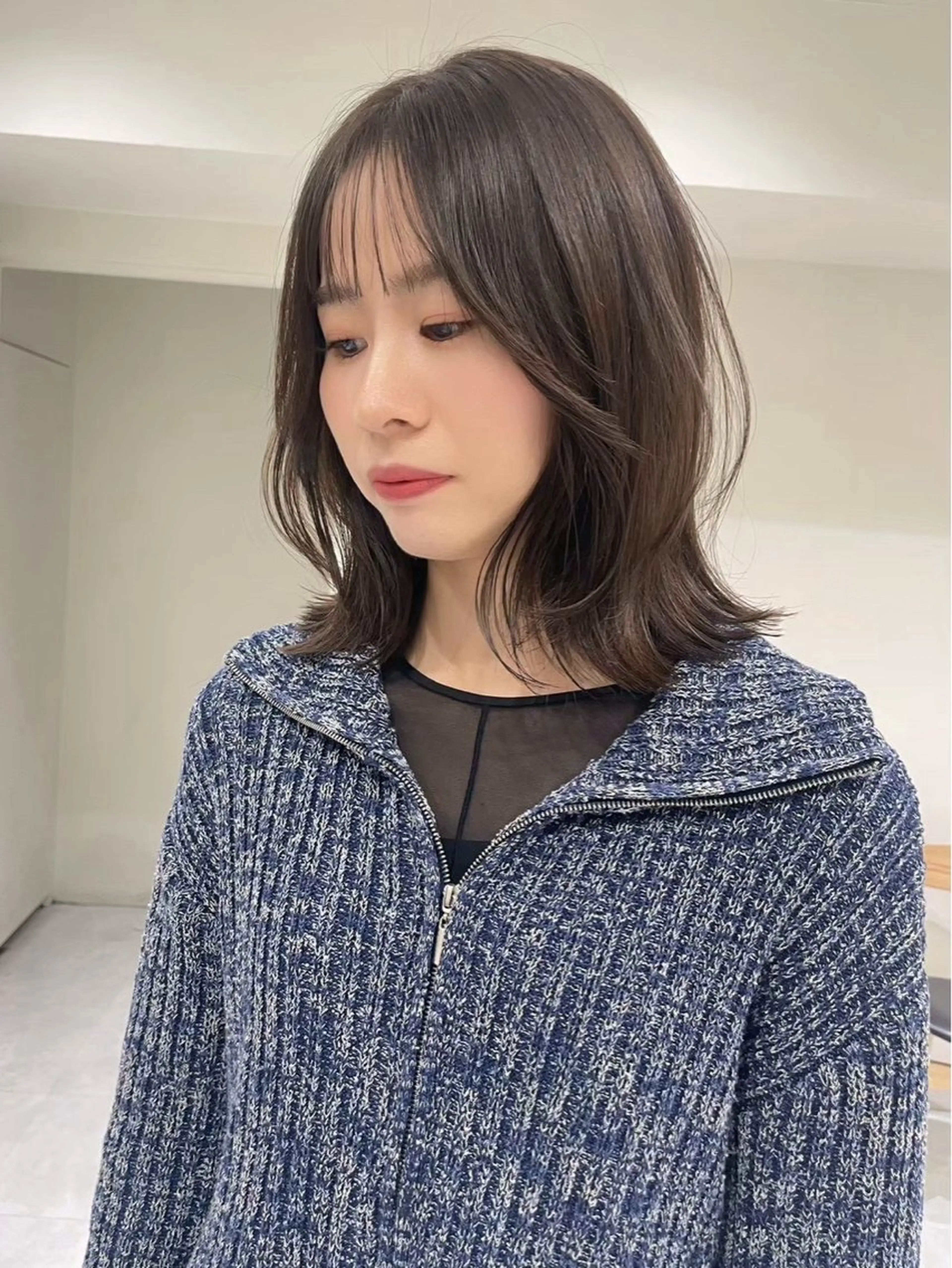 ミディアム カラー カット ヘアカラー トリートメント 大塚 加奈恵のヘアスタイル