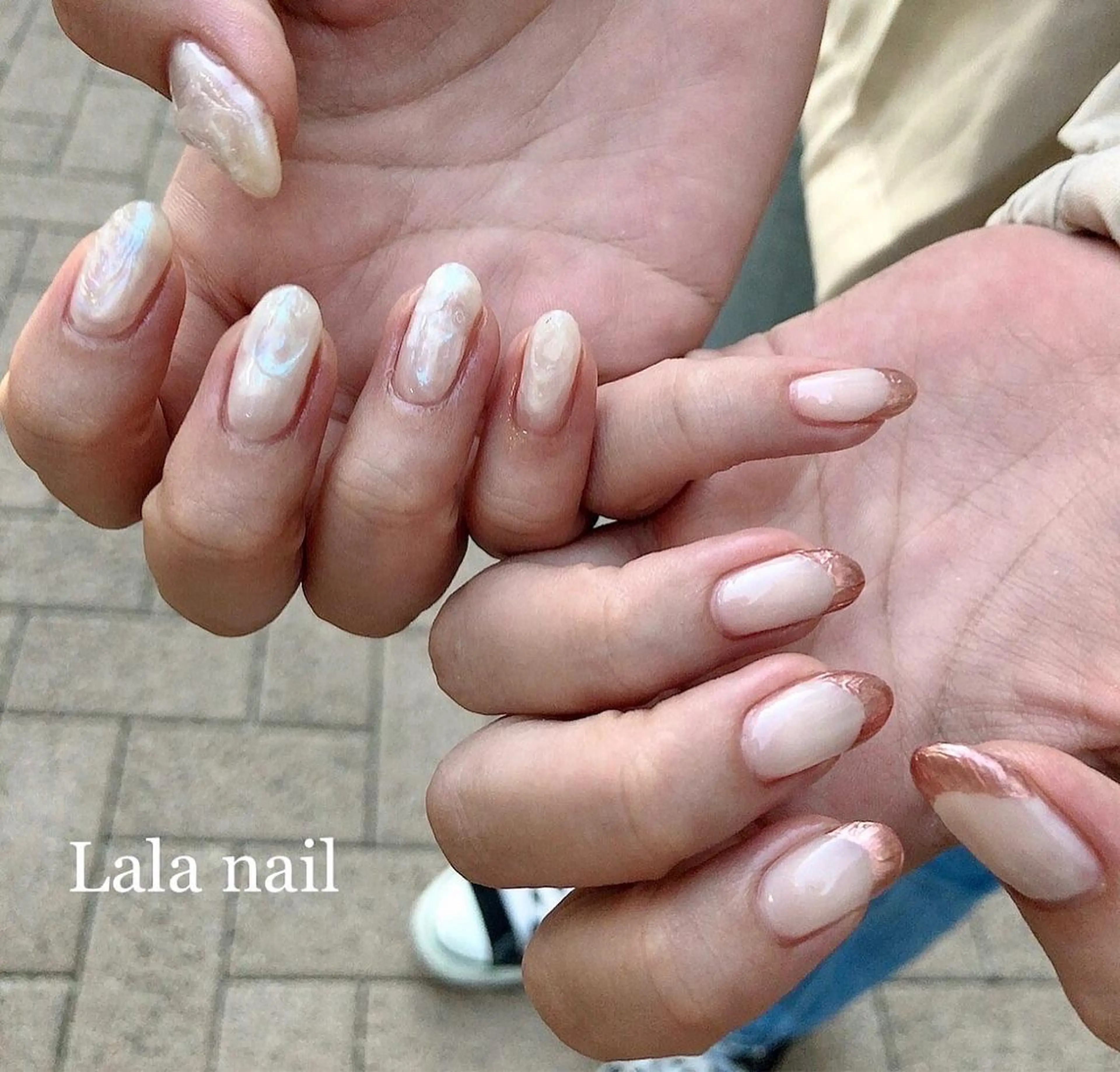 ネイル フレンチネイル ミラーネイル ニュアンスネイル 冬ネイル Lala nailのネイルデザイン