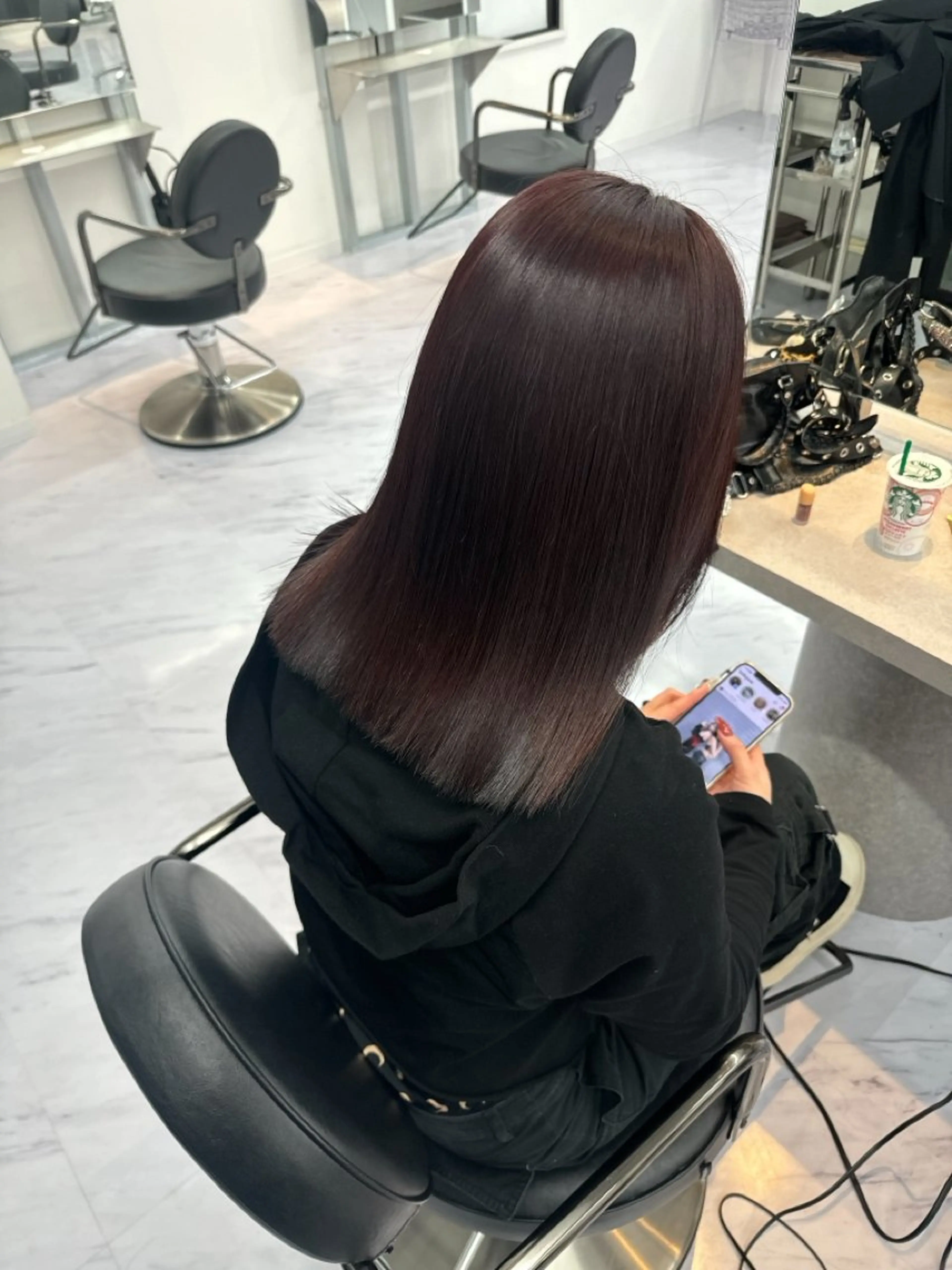 セミロング ヘアカラー トリートメント 韓国ヘア💖Wカラー 💖透明感カラー💖のヘアスタイル