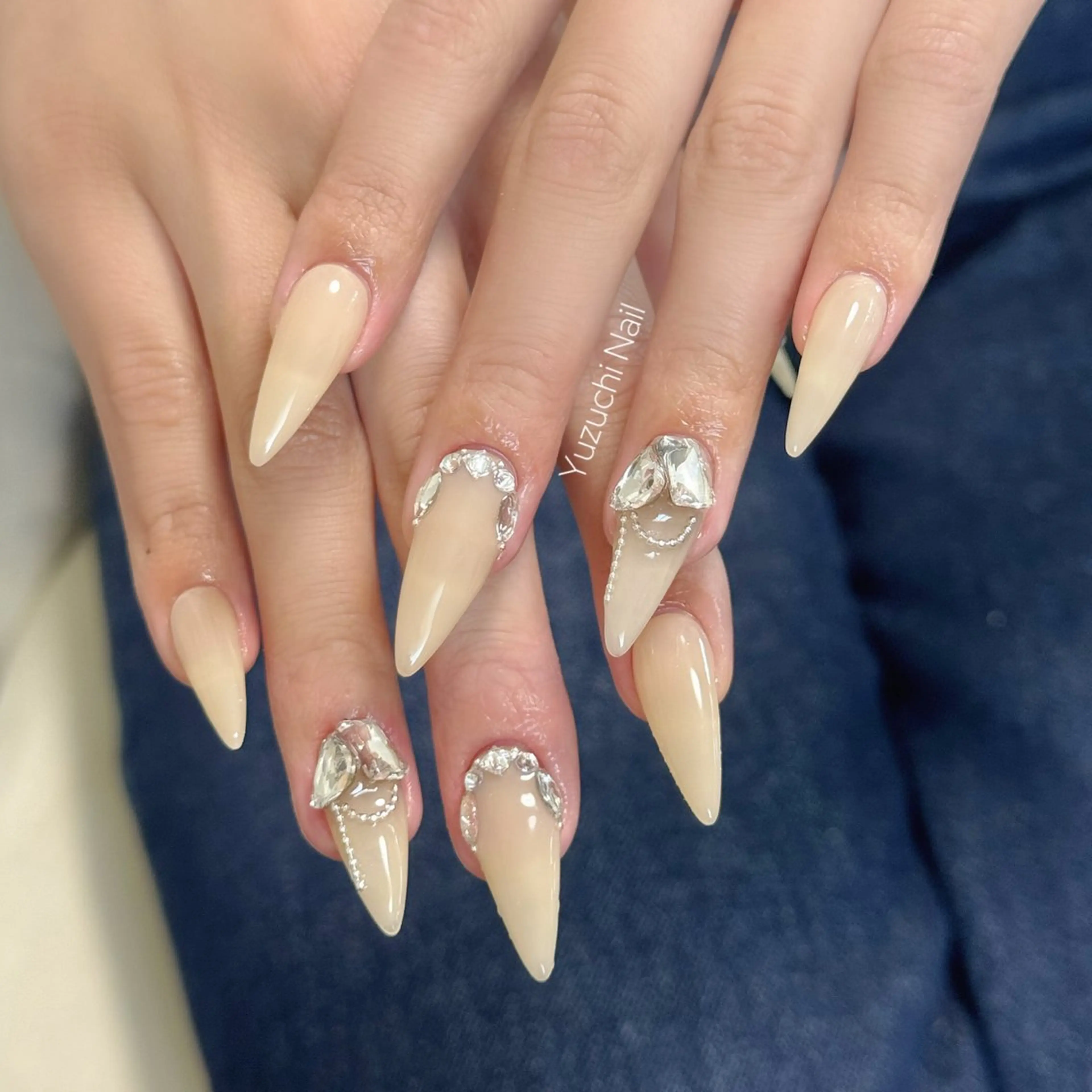 ネイル 長さ出し キラキラネイル ハンドネイル Yuzuchi Nailのネイルデザイン