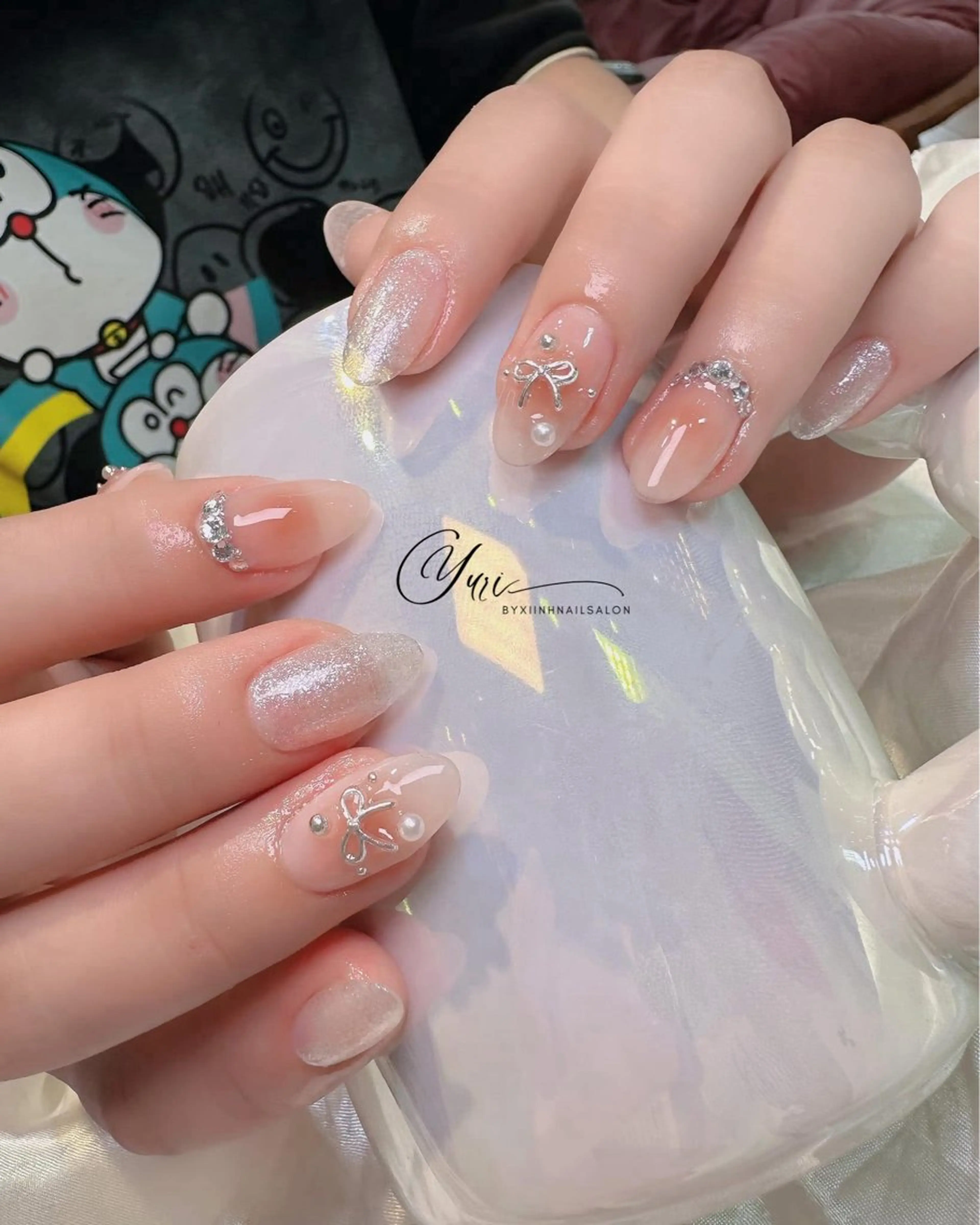 ネイル チークネイル 桜ネイル 長さ出し フットネイル ジェルネイル YURI NAILのネイルデザイン