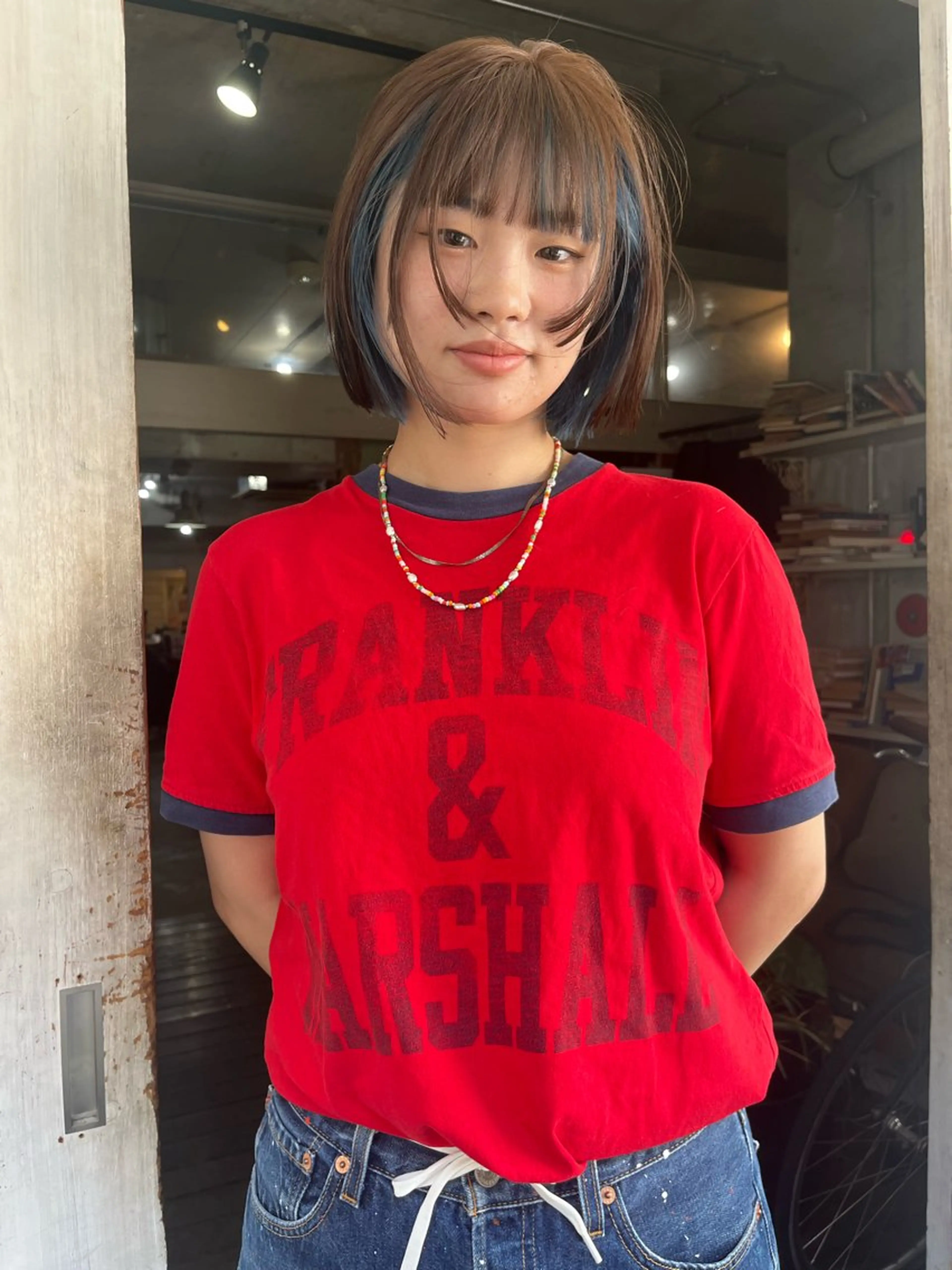 ミディアム カラー カット ヘアカラー トリートメント ハイトーン/顔まわり レイヤー/YUKAのヘアスタイル