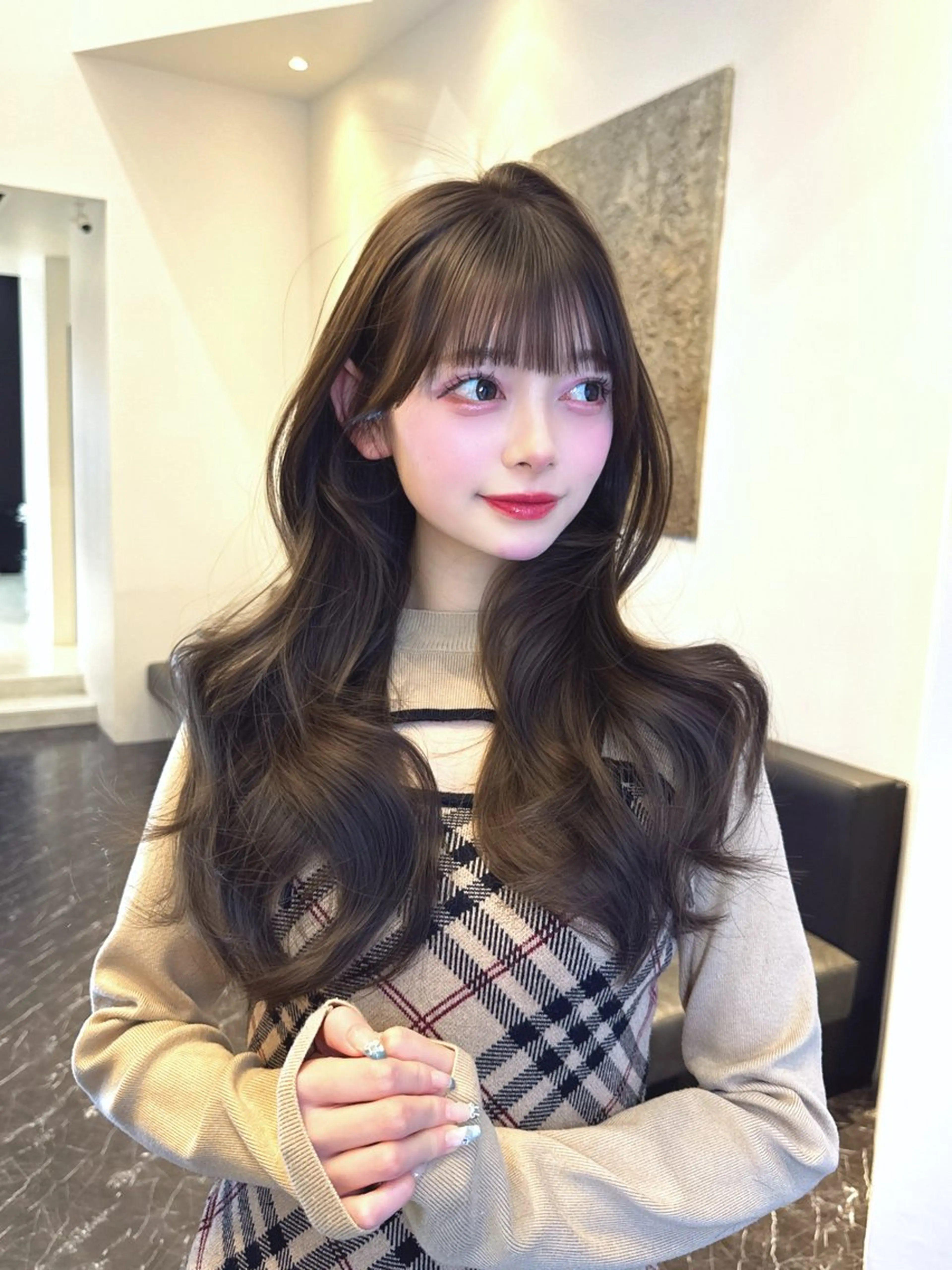 ロング カット ヘアカラー 韓国ヘア🇰🇷 YURIYAのヘアスタイル