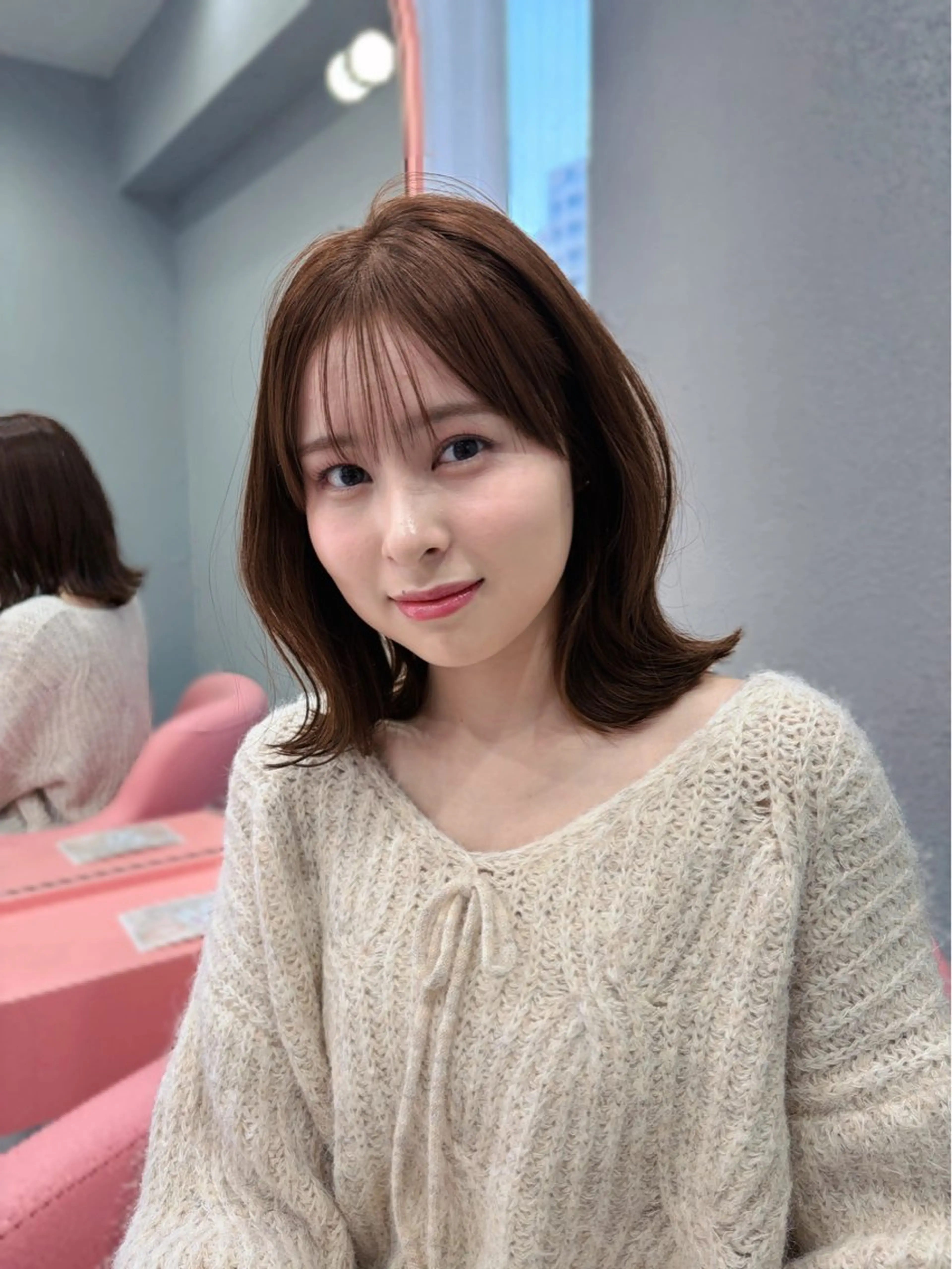 セミロング 韓国風カラー 韓国風ヘア カット トリートメント 木串 楽人のヘアスタイル