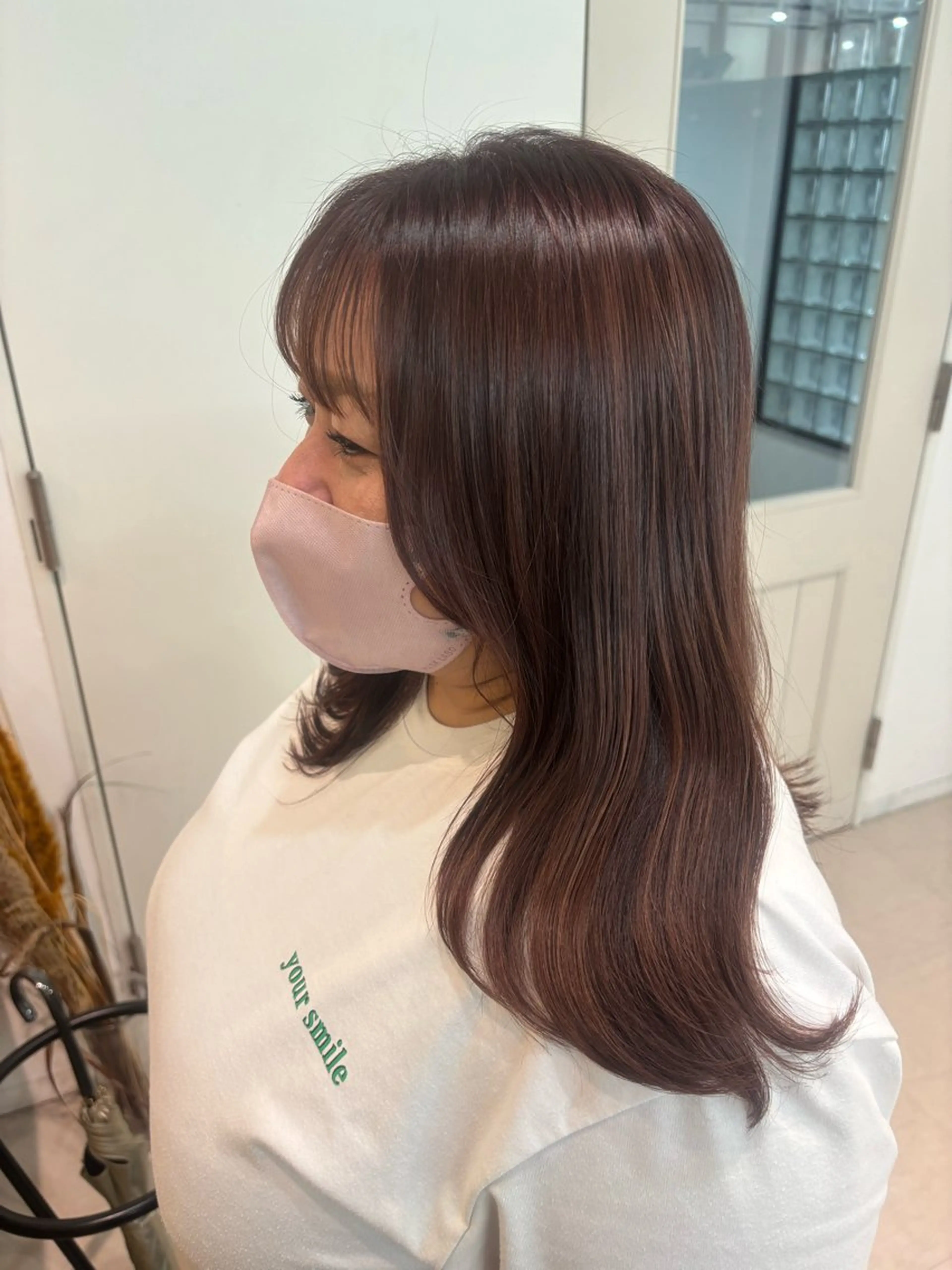 ロング カラー ハイライトカラー ラベンダーカラー ピンクカラー ピンクラベンダー ハイライト 室谷 ゆりあのヘアスタイル