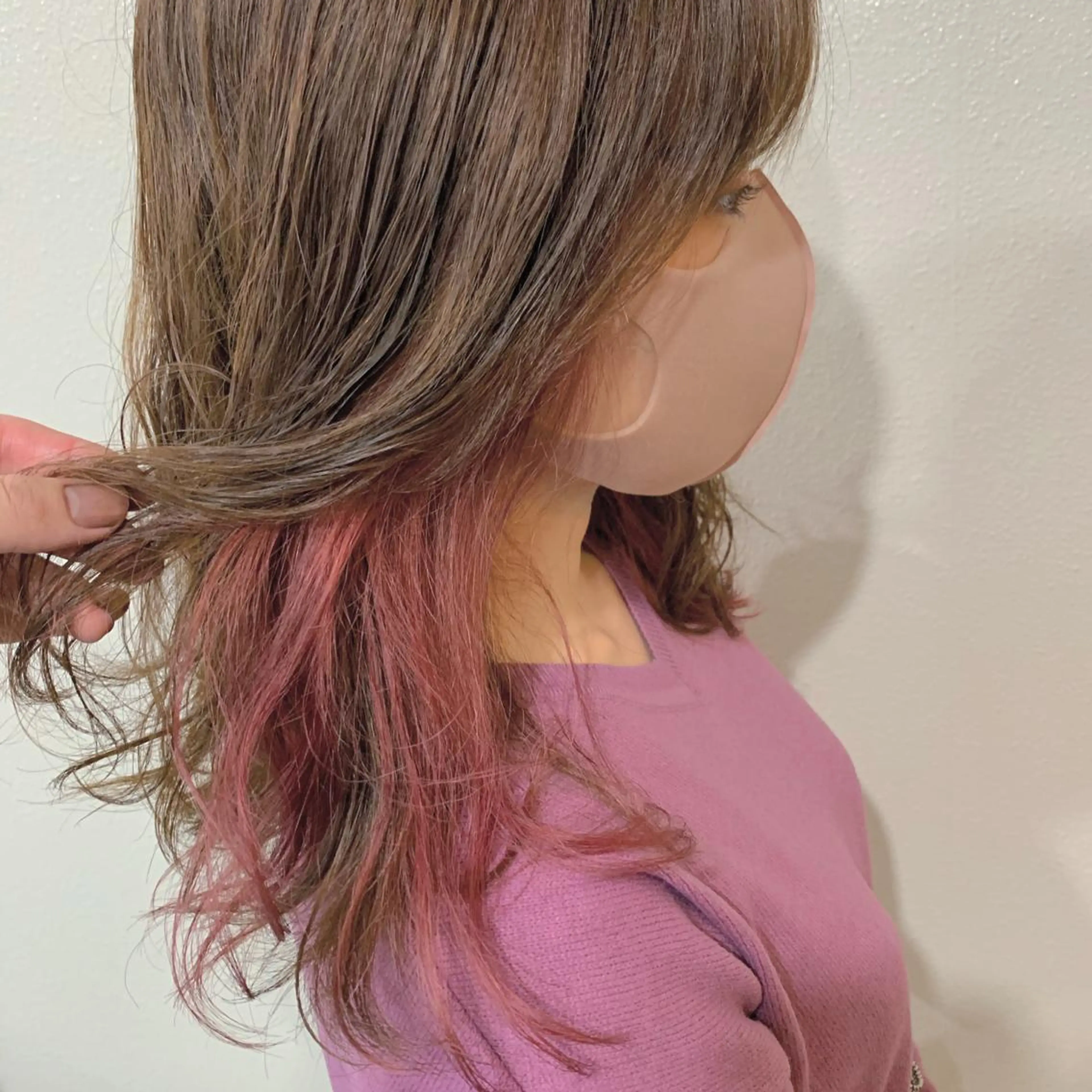 ロング カラー ピンクカラー ヘアカラー トリートメント ヘアセット 髪質改善色素改善特化 keiのヘアスタイル