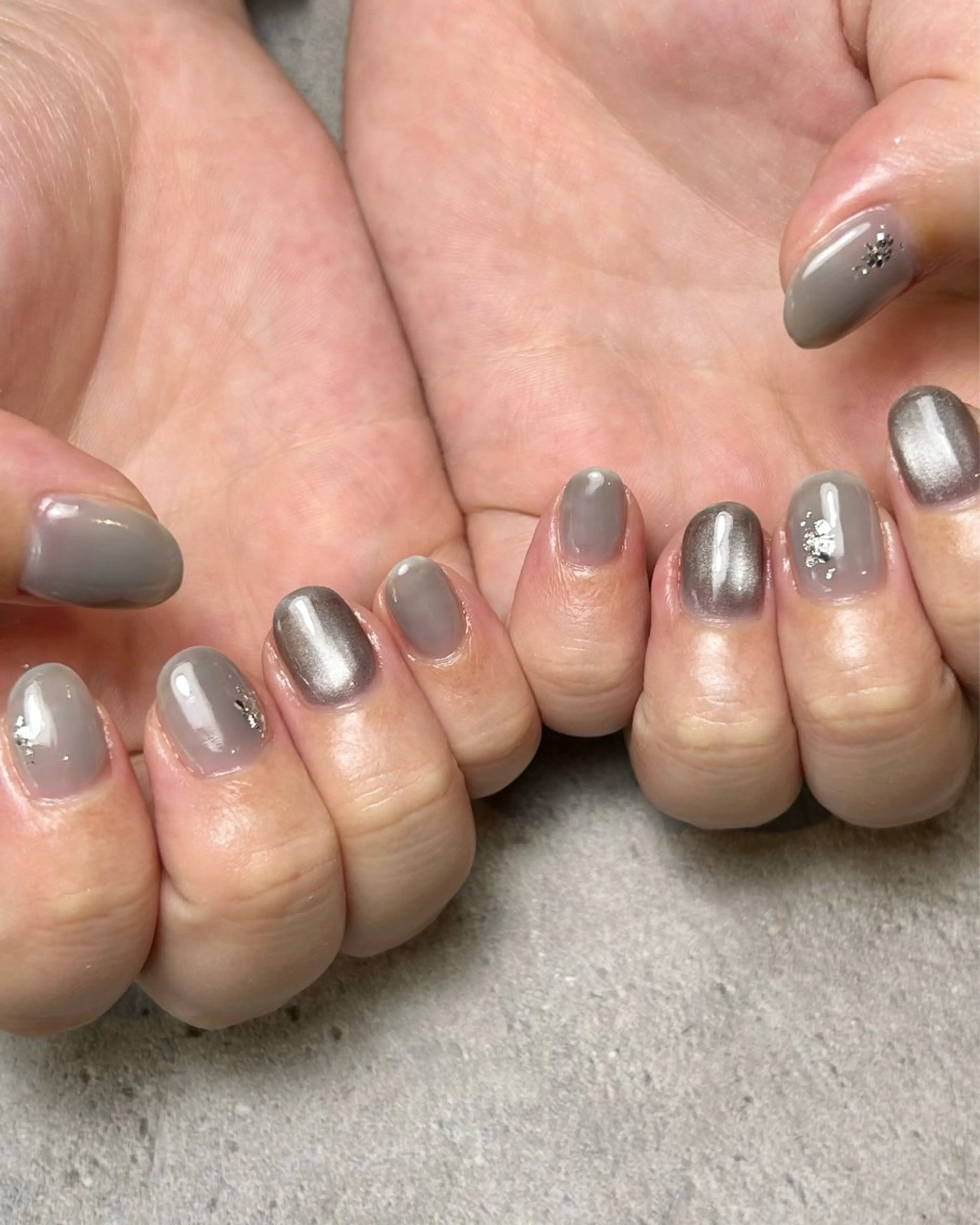 ネイル シルバー ハンドネイル Reflection marikoのネイルデザイン