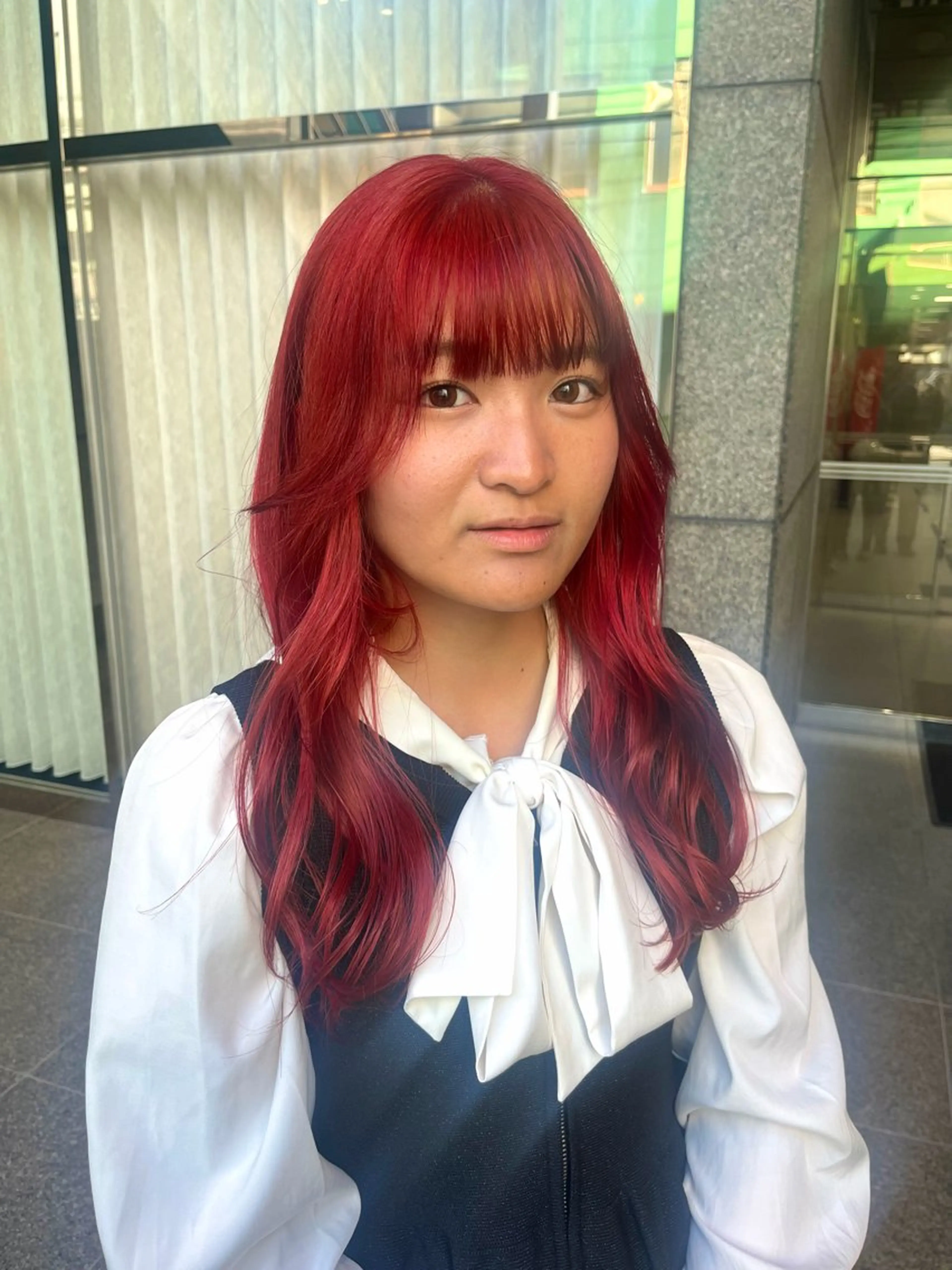 カラー ブリーチ レッドカラー ヘアカラー 梶原 美保のヘアスタイル