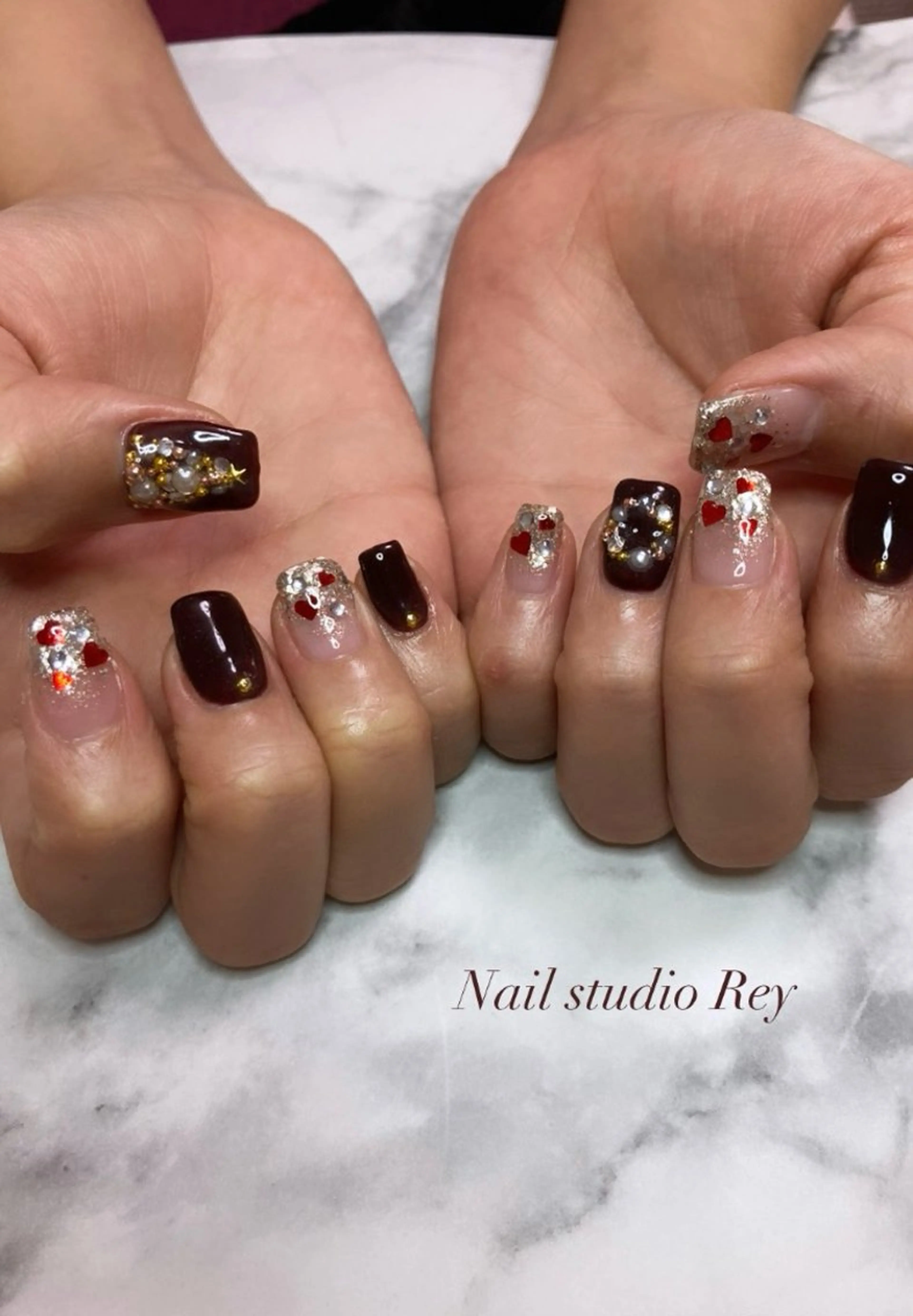 ネイル ボルドー 冬ネイル クリスマス ecrin (エクラン)のネイルデザイン