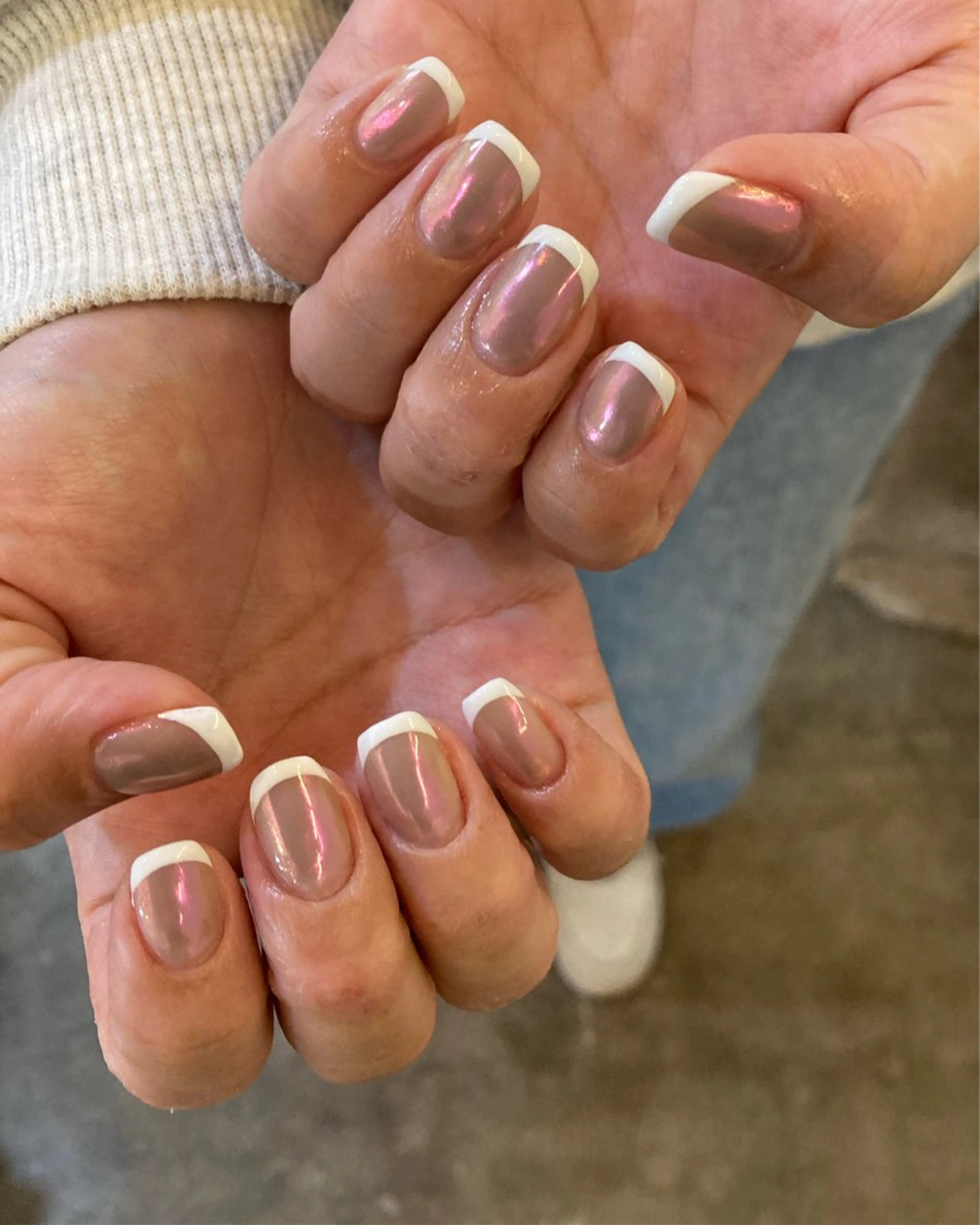 ネイル フレンチネイル ミラーネイル ハンドネイル DEEP nail salonのネイルデザイン
