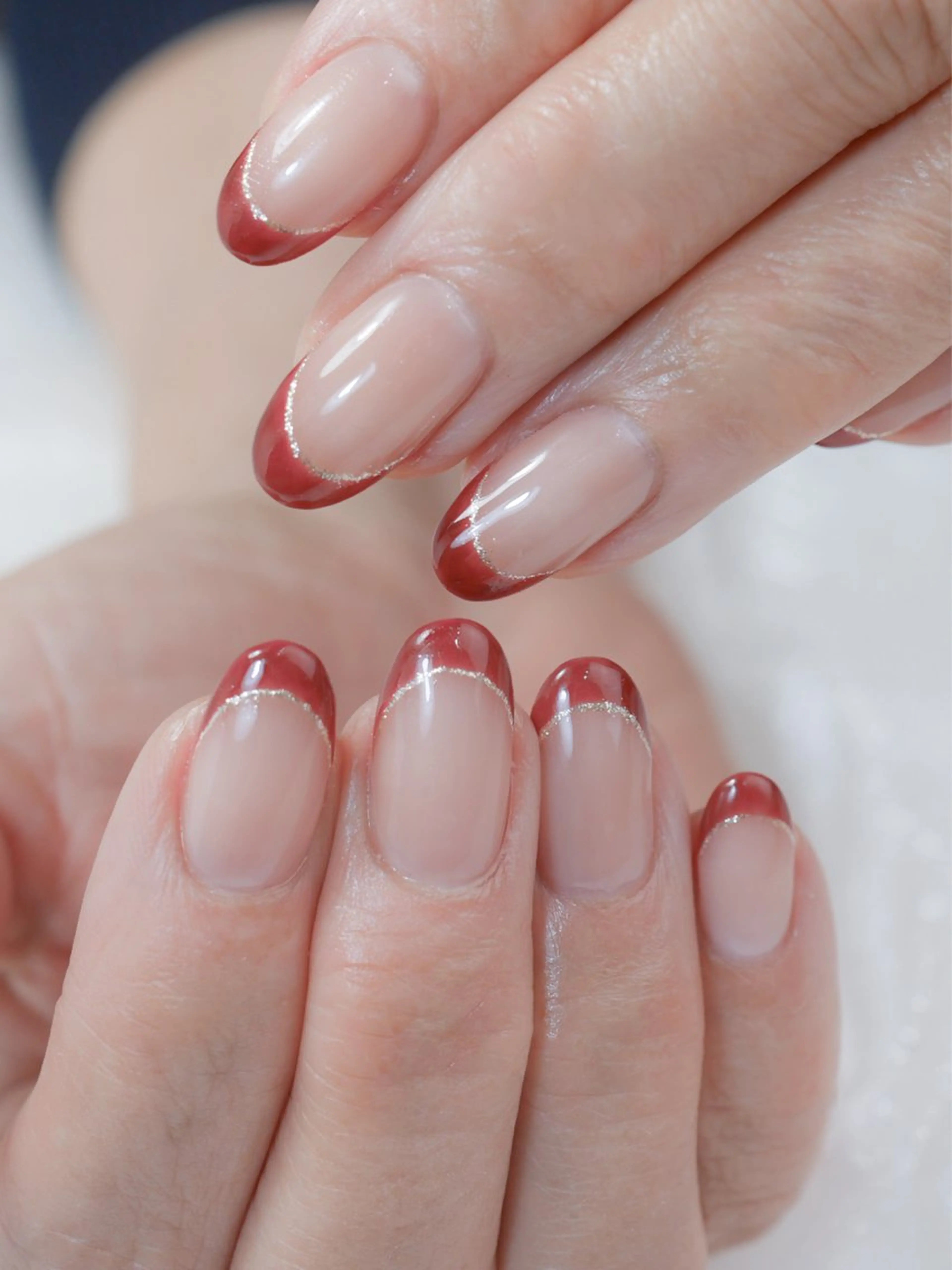 ネイル フレンチネイル 赤色 Nail Salon .Lalahのネイルデザイン
