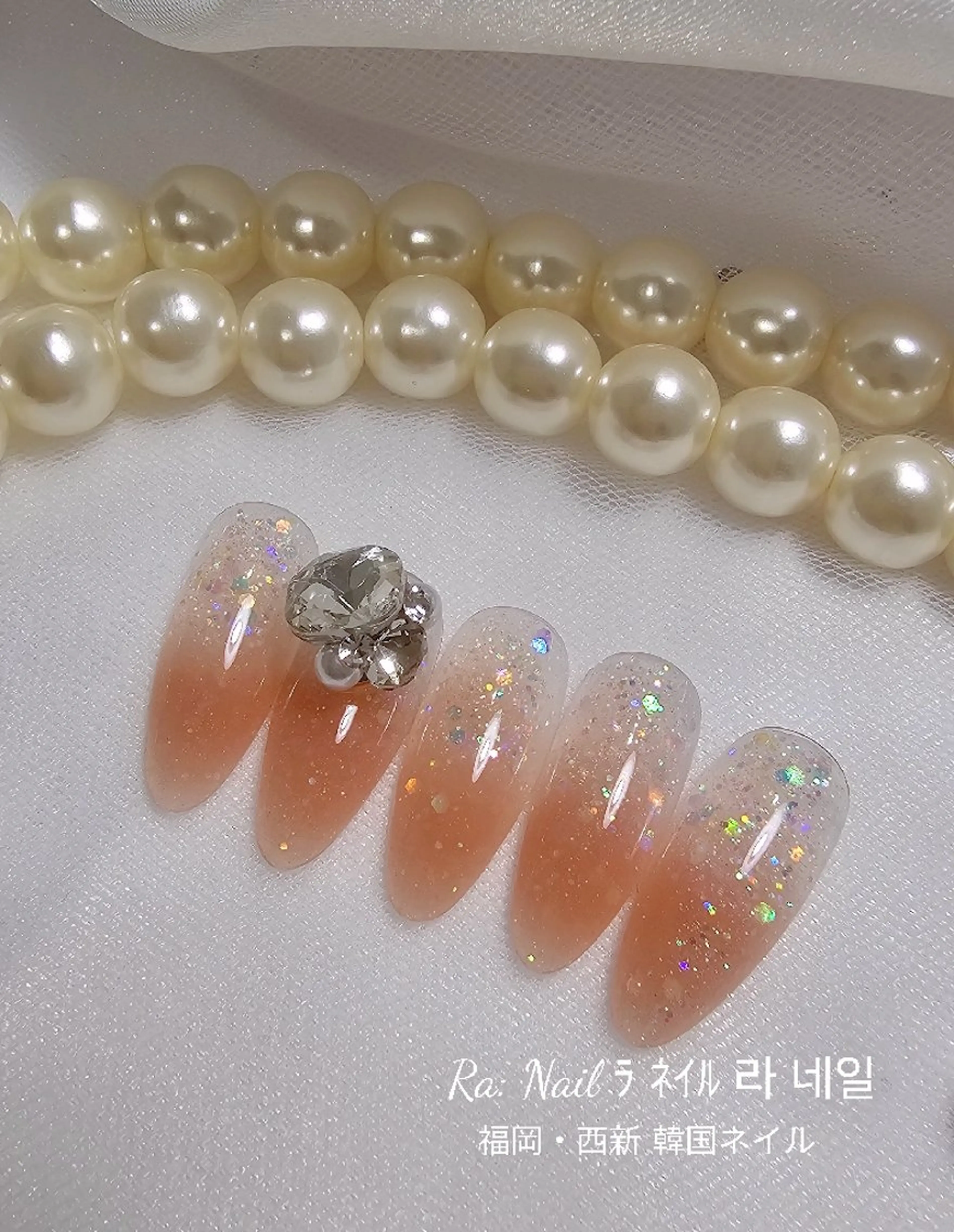 オープン記念🩷韓国っぽキラキラネイル(パーツ２個つき✨)の写真