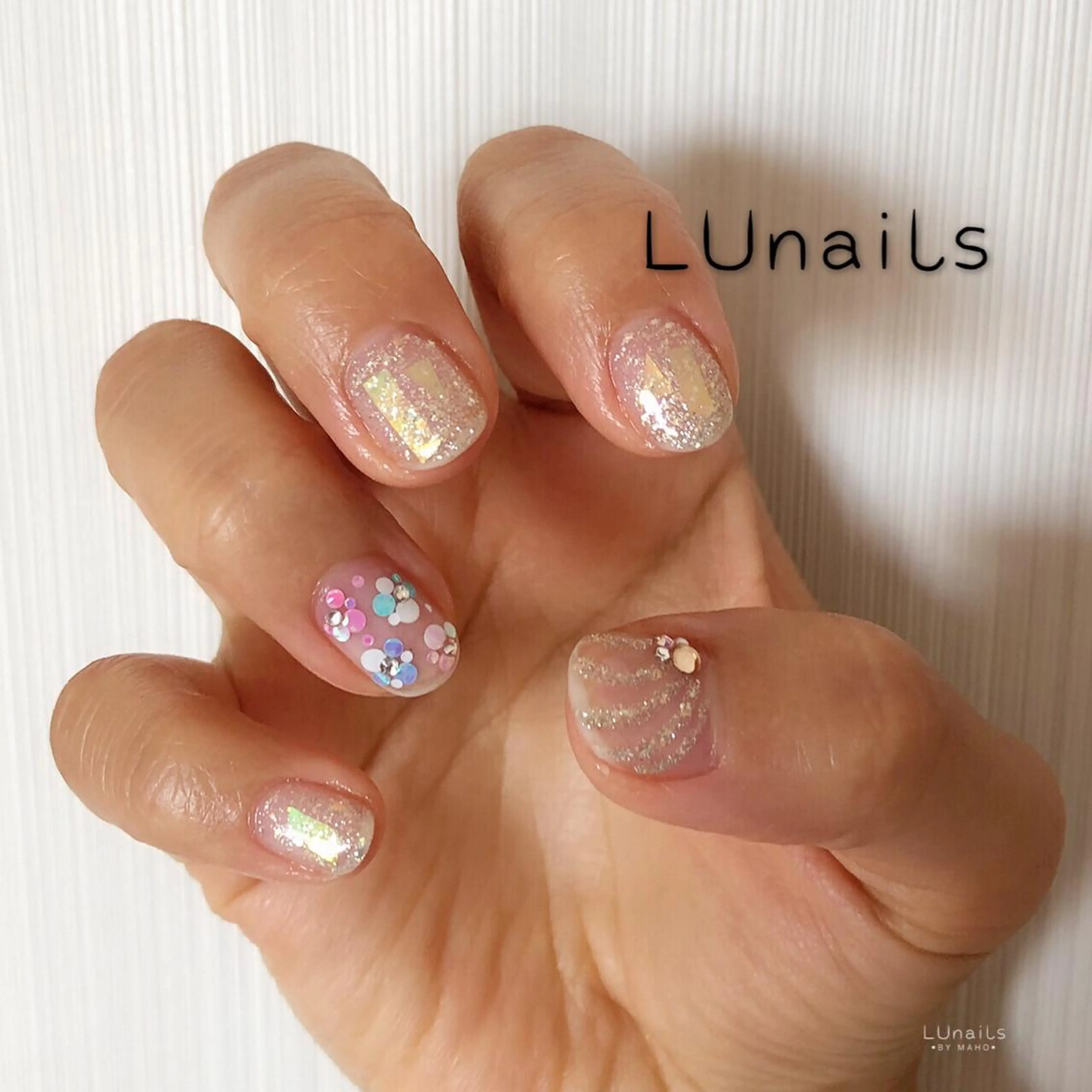 ネイル オーロラネイル キラキラネイル ラメ(グリッター) LUnails MAHOのネイルデザイン