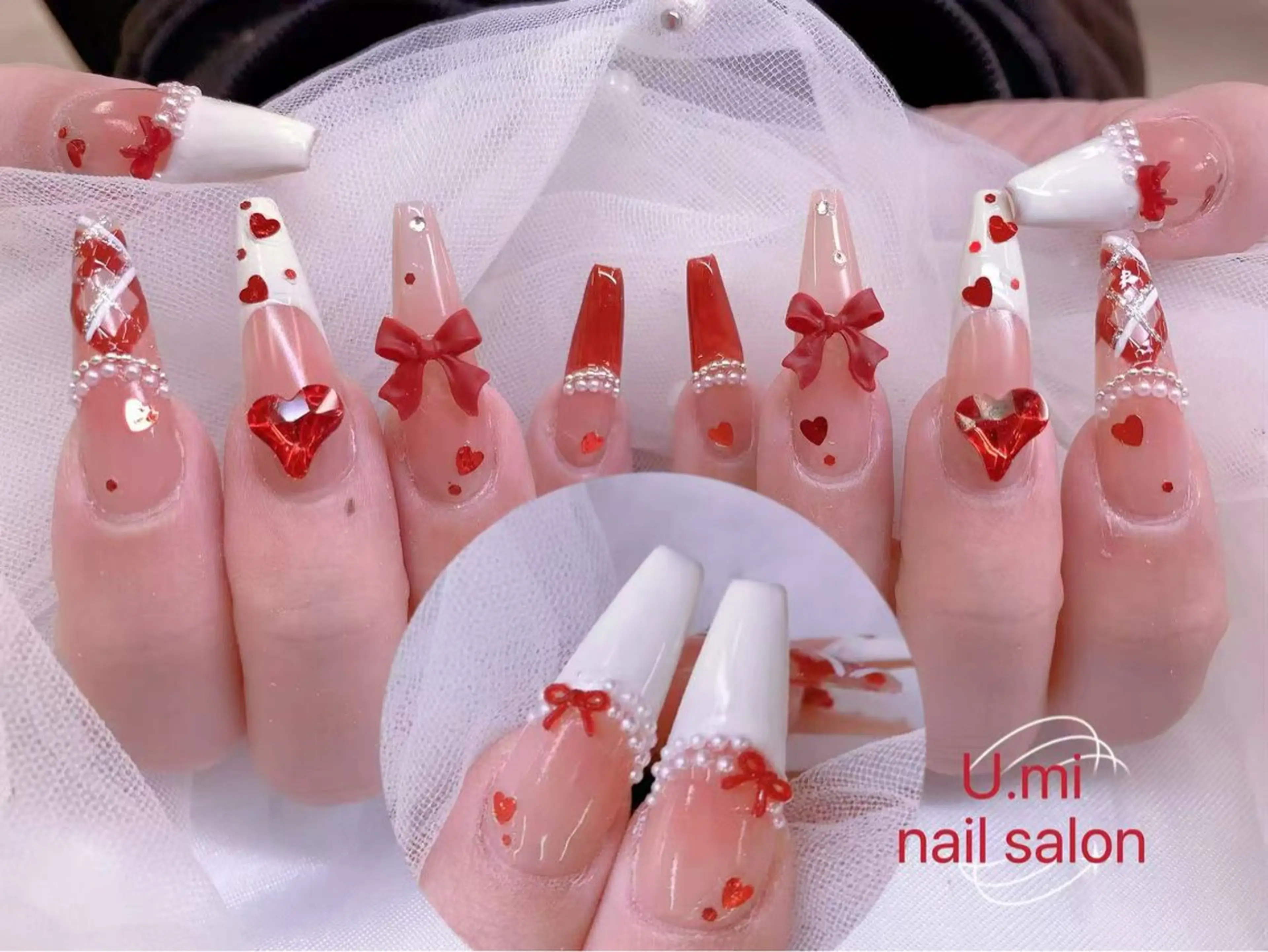 ネイル ボルドー チークネイル 長さ出し フレンチネイル ジェルネイル uminail cocoのネイルデザイン