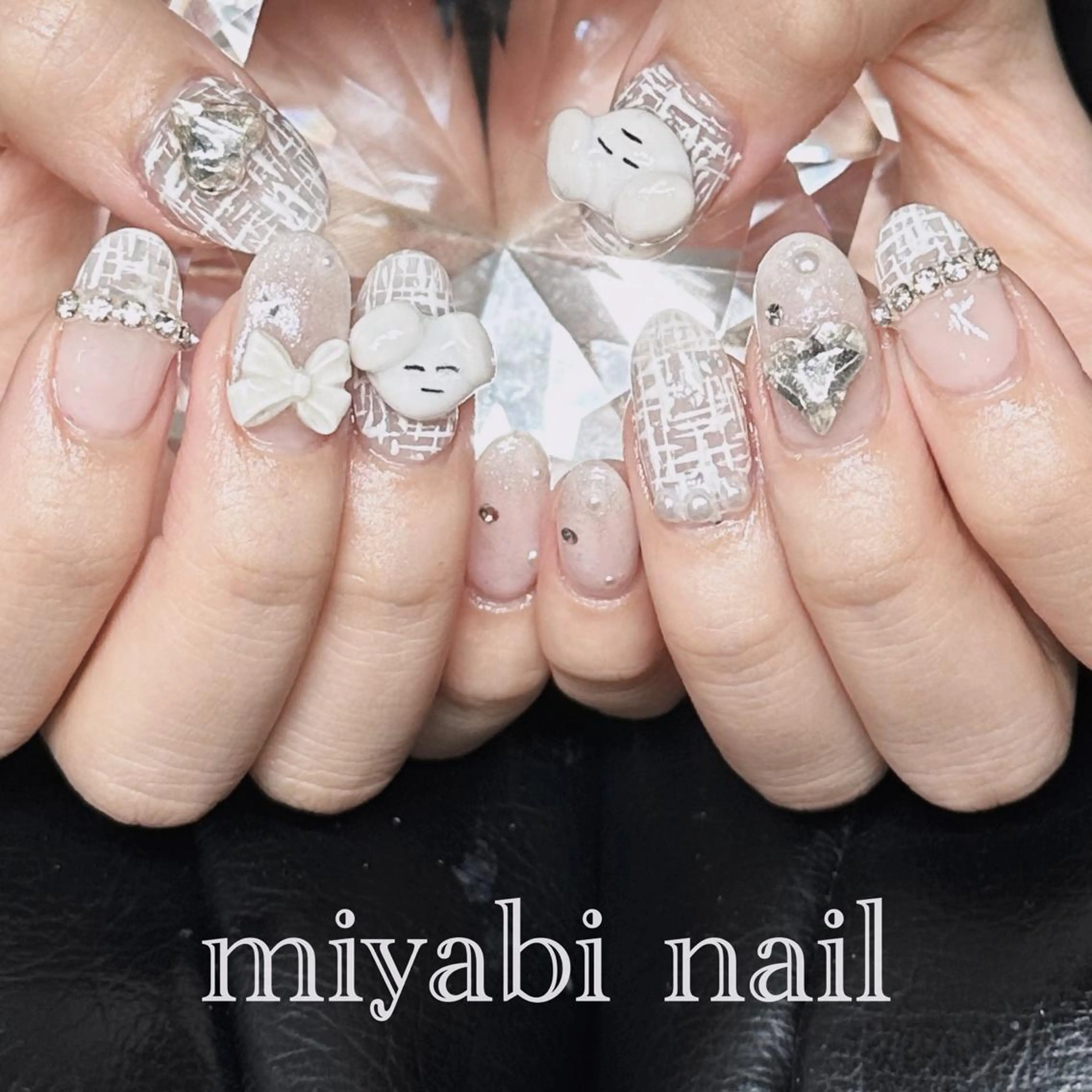 ネイル ジェルネイル ハート 持ち込み ピンク リボン ハンドネイル miyabi nail 桂川駅近くのネイルデザイン