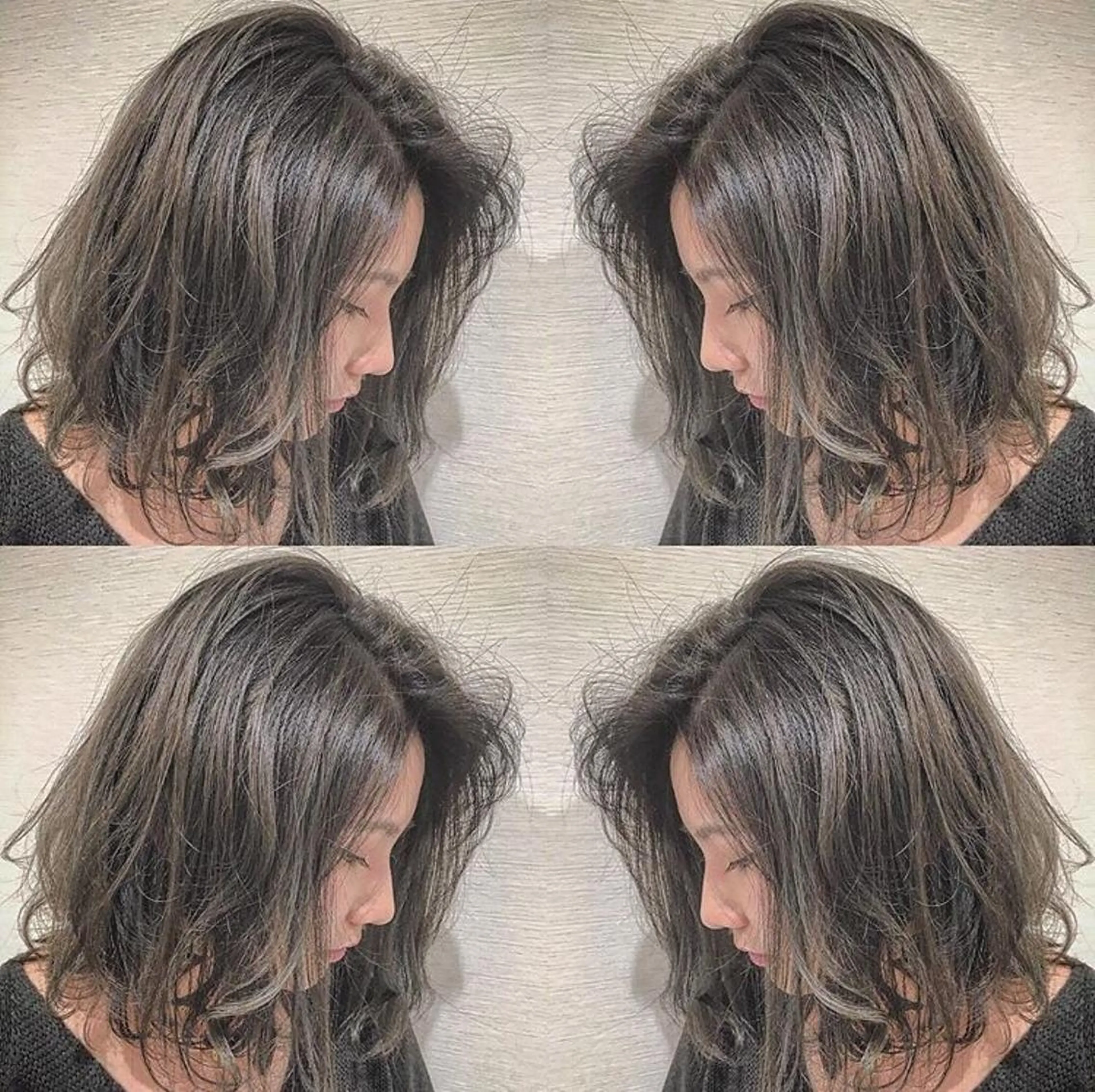 セミロング カラー ヘアアレンジ 白髪ぼかしハイライト 茗荷谷駅徒歩2分のヘアスタイル