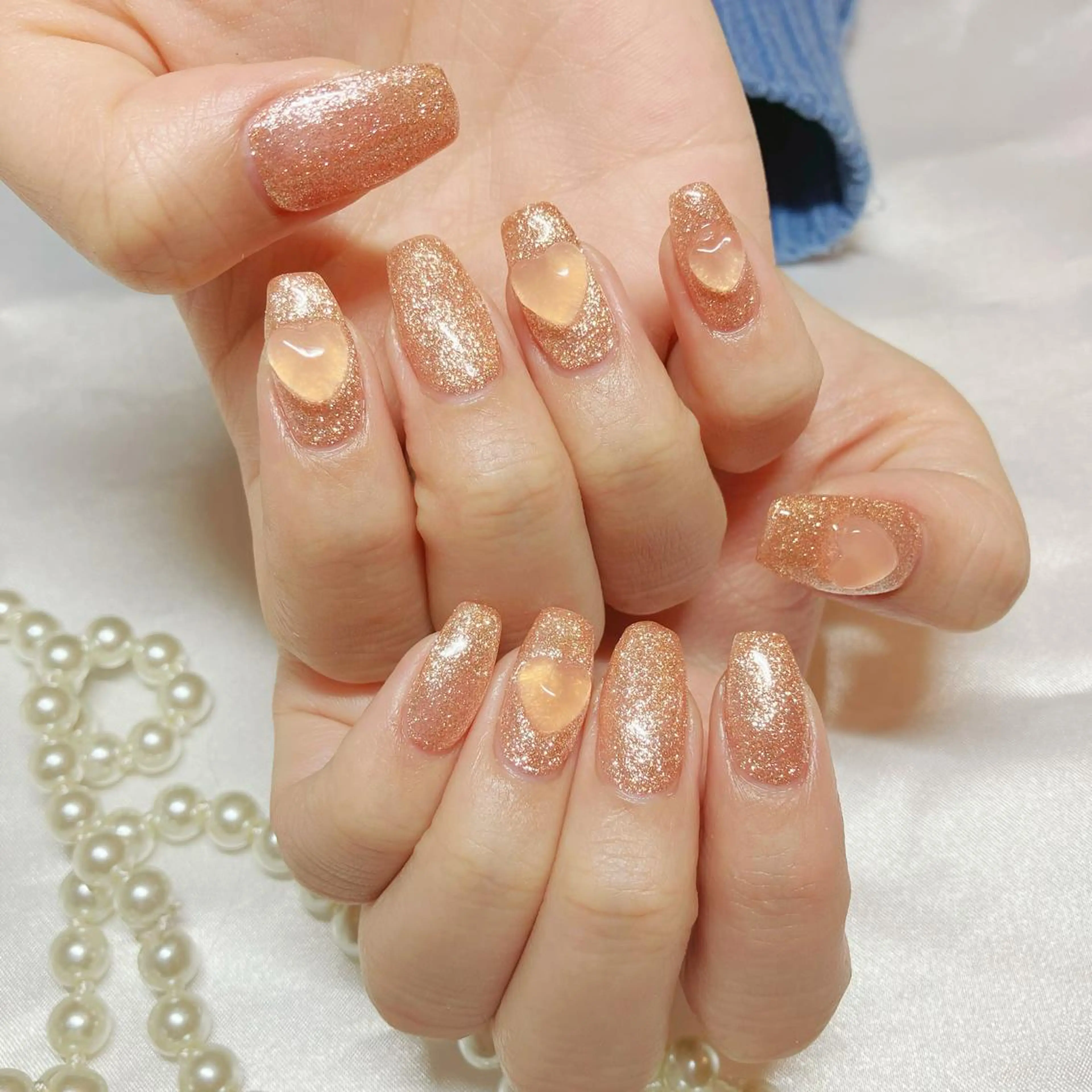 ネイル オーロラネイル フラッシュネイル ジェルネイル ハート 氷ネイル・うるうるネイル Amour baseのネイルデザイン