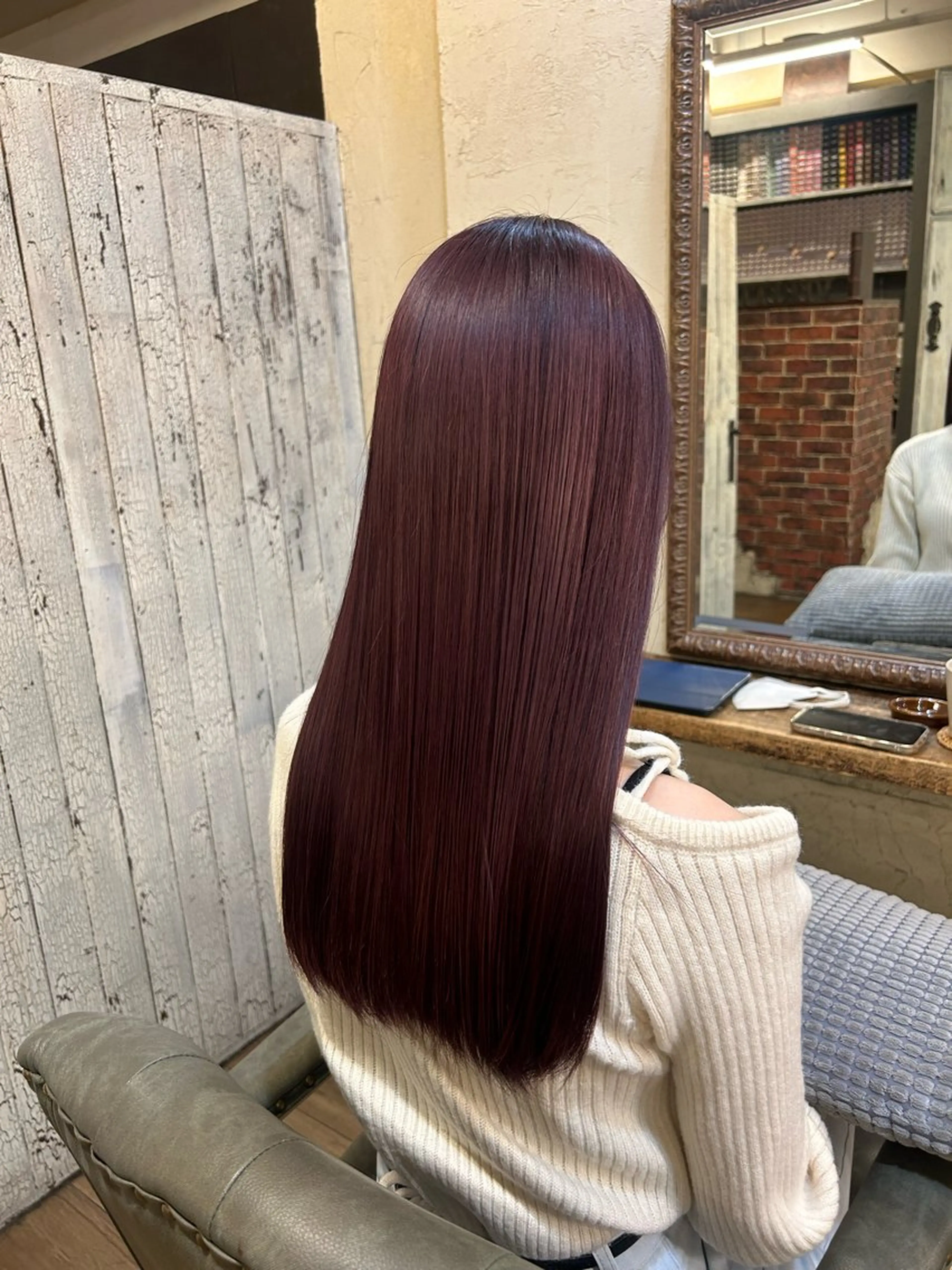 ロング カラー ブリーチ ボルドーカラー 🫧🍋ダブルカラー 🍋mizuhoのヘアスタイル