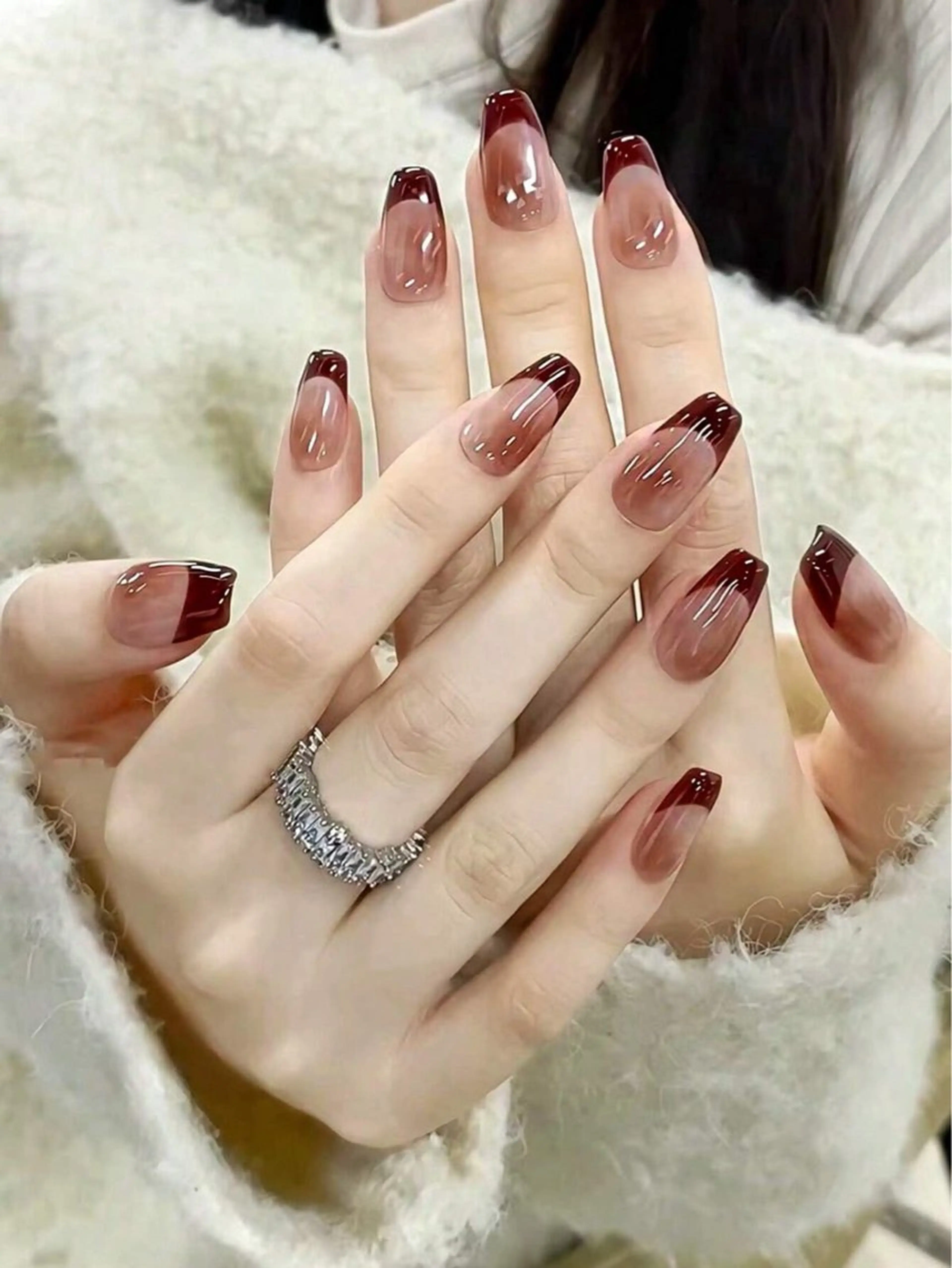 ネイル 長さ出し フレンチネイル グラデーション 卒業式 マグネットネイル ハンドネイル MIHANA NAILのネイルデザイン