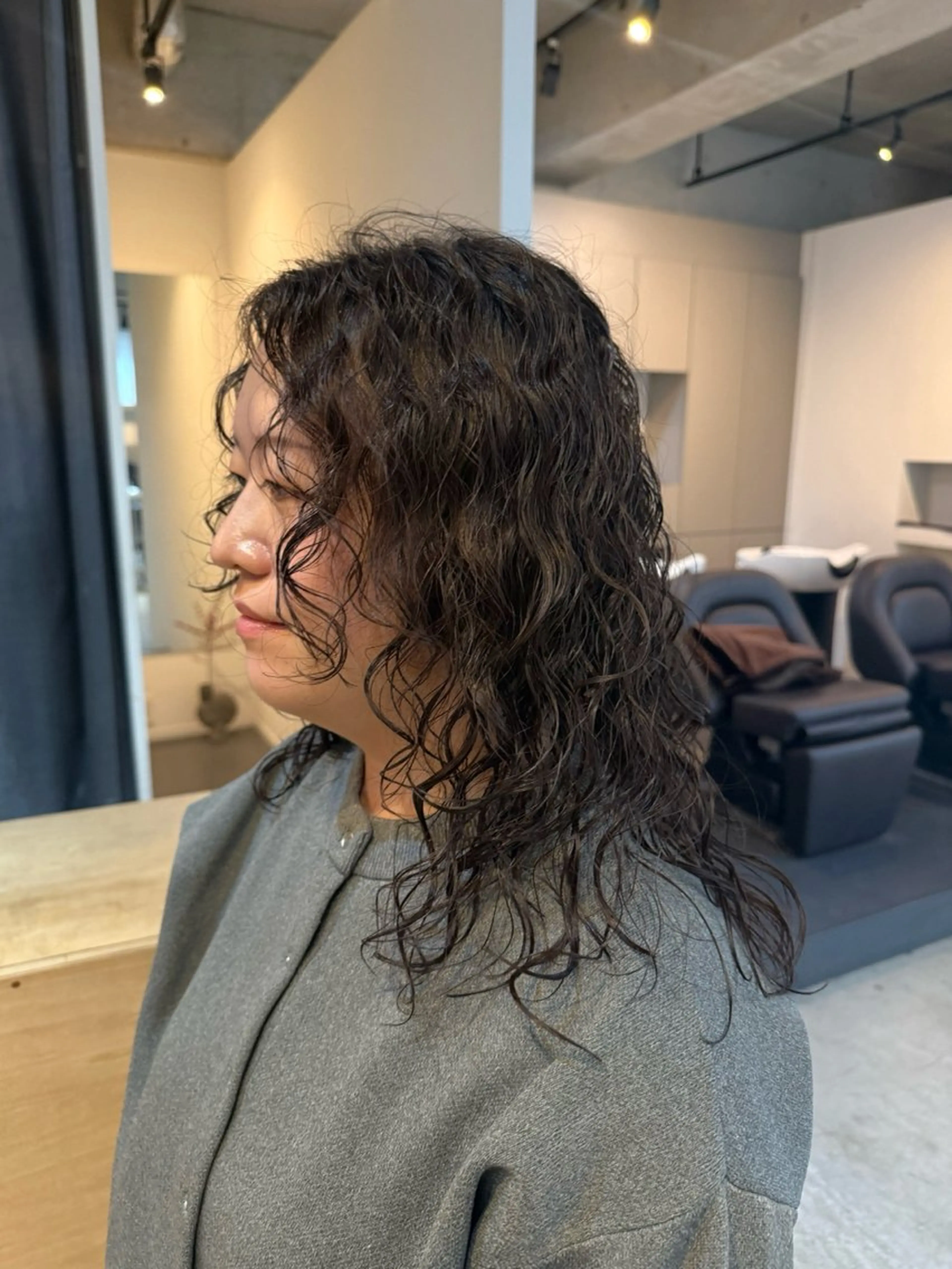 セミロング デジタルパーマ/ ウェーブパーマ/神野のヘアスタイル