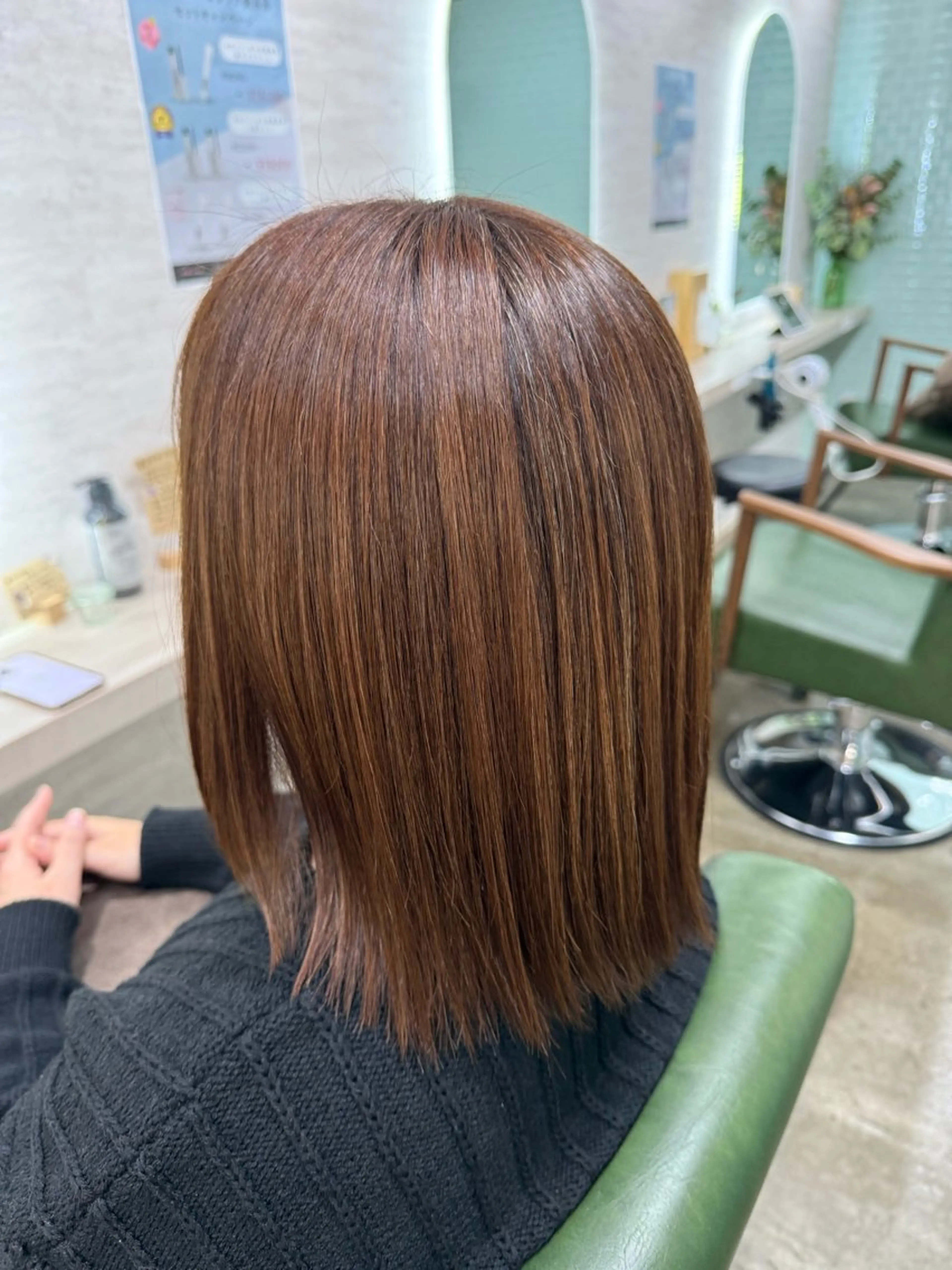 セミロング カラー 髪質改善 トリートメント 縮毛矯正/ /関内/あべももこのヘアスタイル