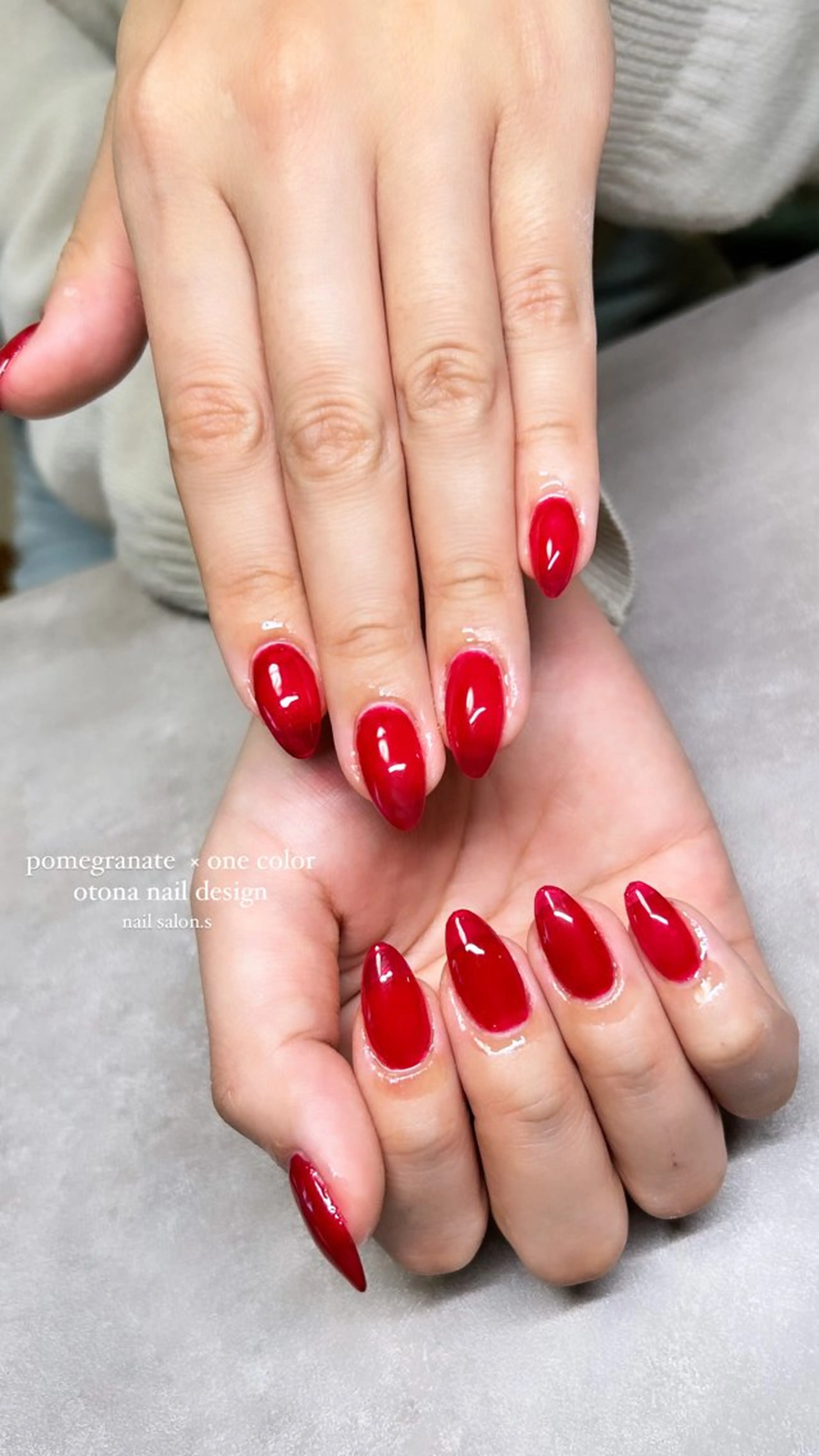 ネイル 長さ出し 韓国ネイル ワンカラーネイル 赤色 シンプルネイル 関山 志乃のネイルデザイン