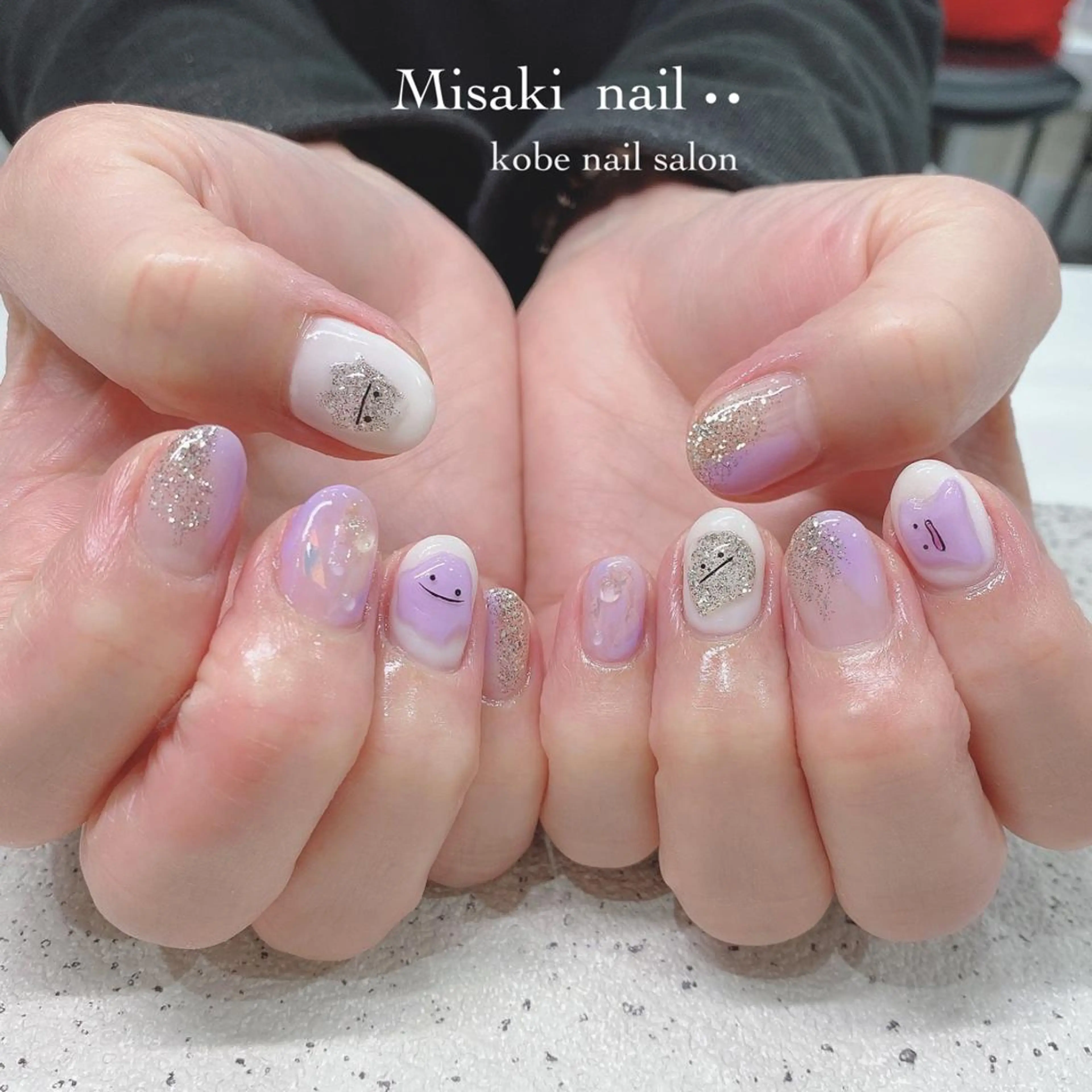 ロング ネイル 韓国風ヘア 韓国ネイル ワンホンネイル ハンドネイル nailsalon miinailsのネイルデザイン