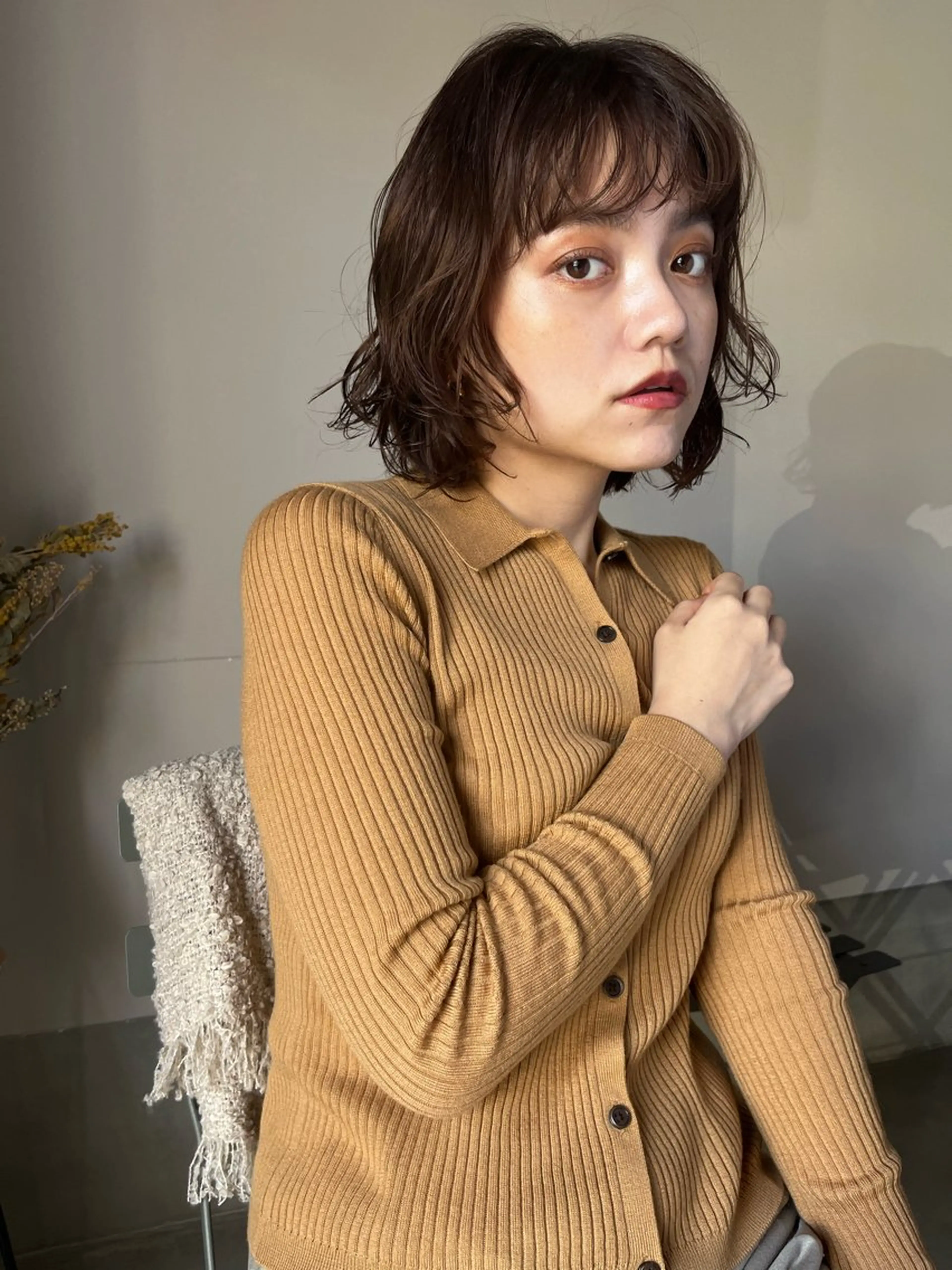 ミディアム カラー パーマ ベージュカラー ブラウンカラー オレンジ ピンクカラー ピンクベージュ カット パーマ MINX The pass所属・透明感ケアカラー/ レイヤー/ryokaのヘアスタイル