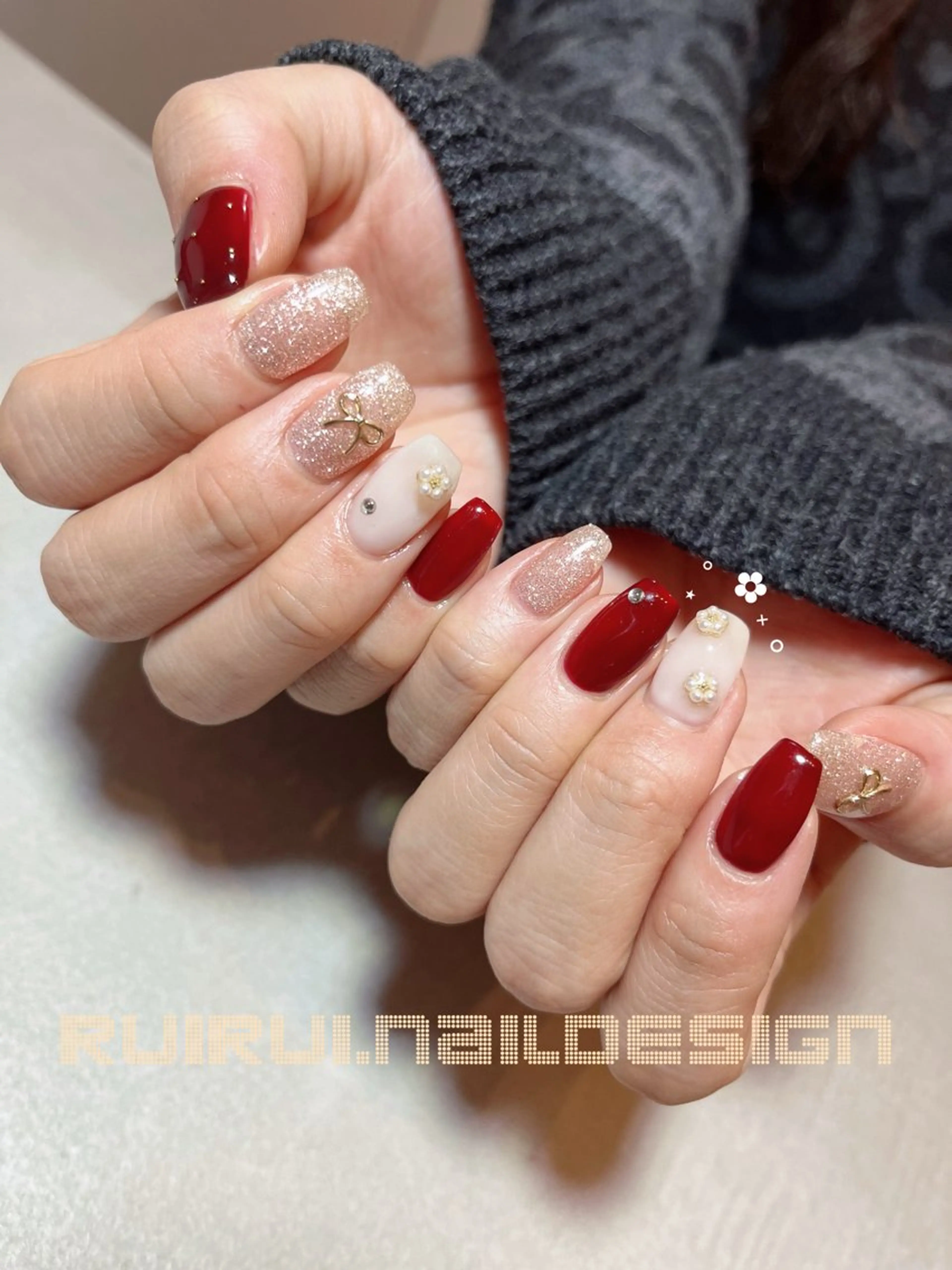 ネイル ジェルネイル ハート バレンタイン ハンドネイル ruirui.naildesign所属・RUI ☆のネイルデザイン