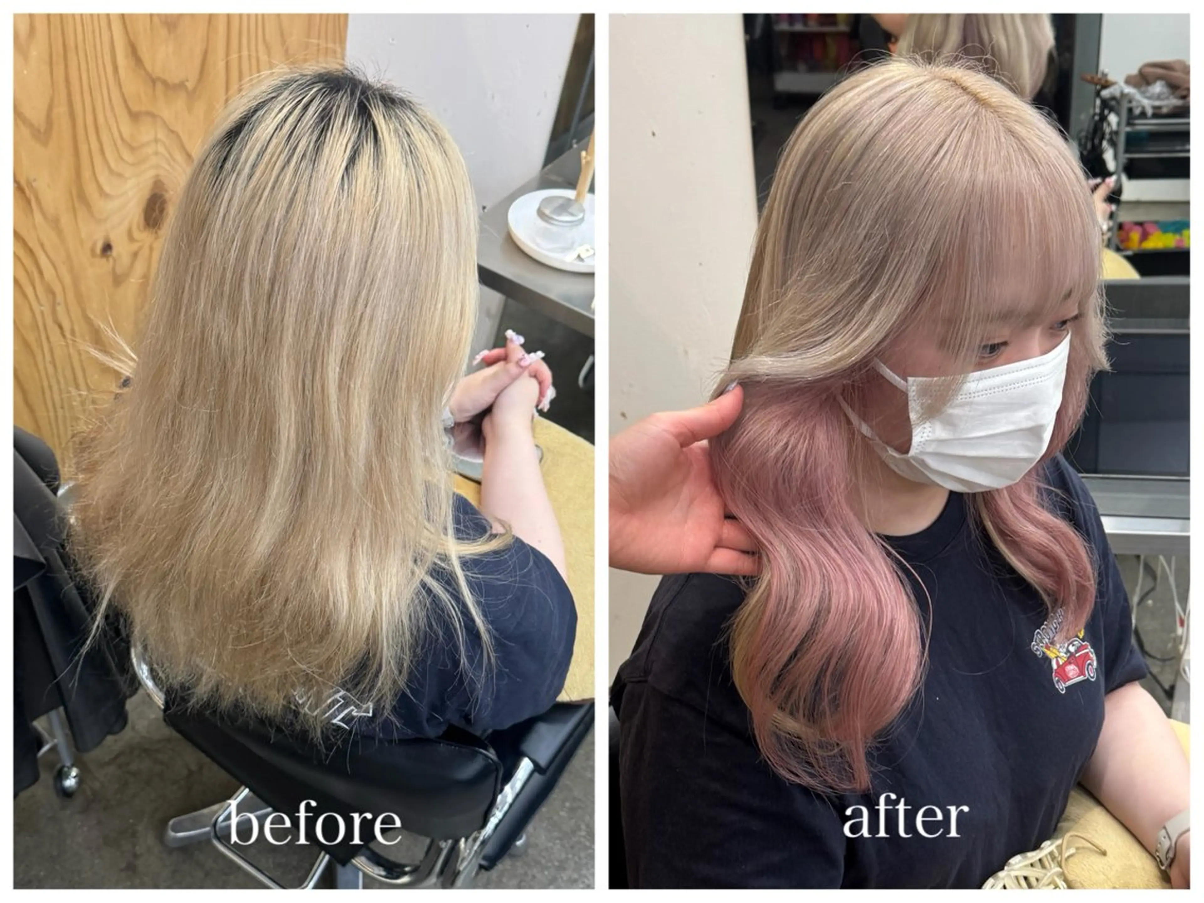 ロング カラー ブリーチ ピンクカラー ホワイトピンク 新宿 似合わせカラー HINAのヘアスタイル