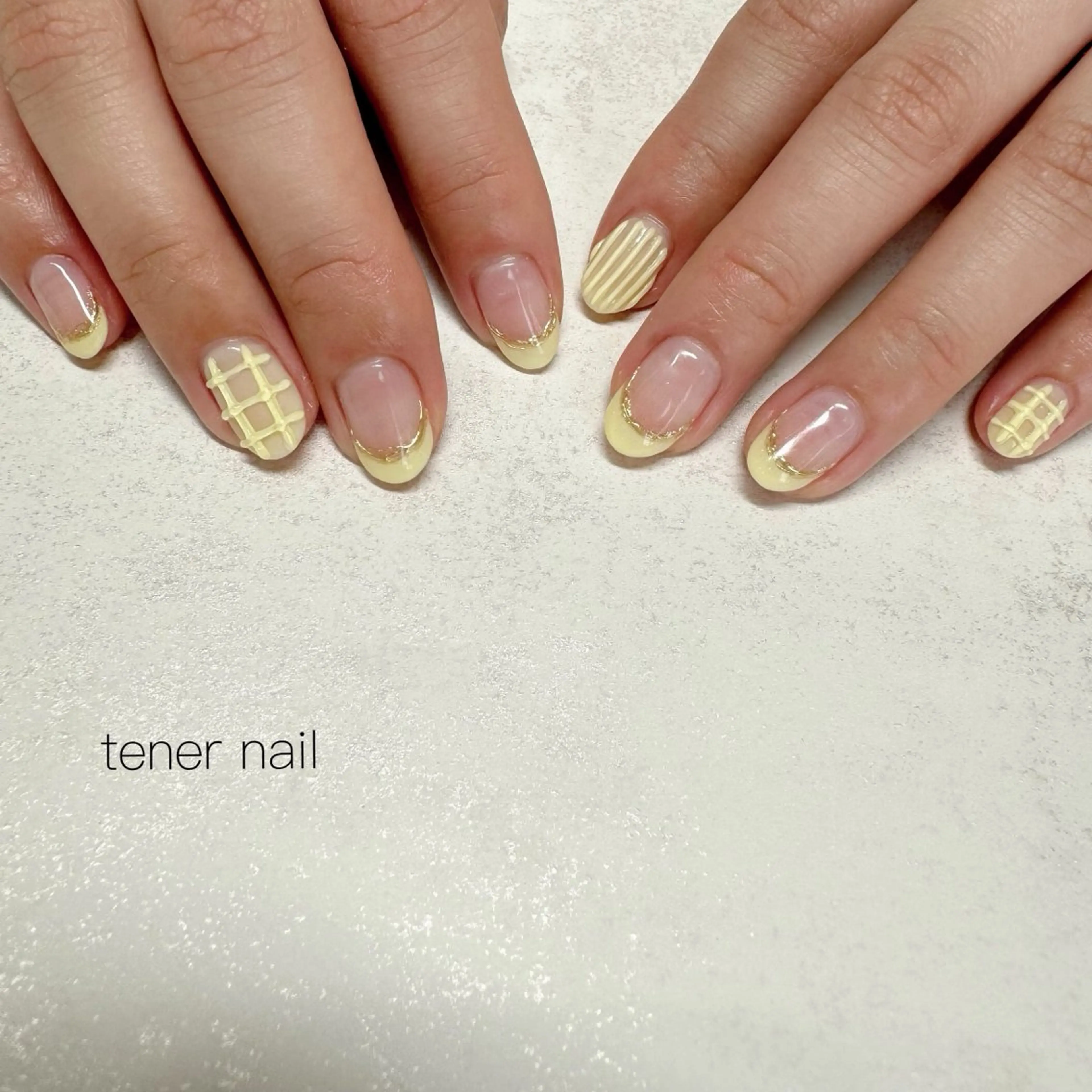 ネイル パステルネイル 黄色 ハンドネイル テネルネイル tener nailのネイルデザイン