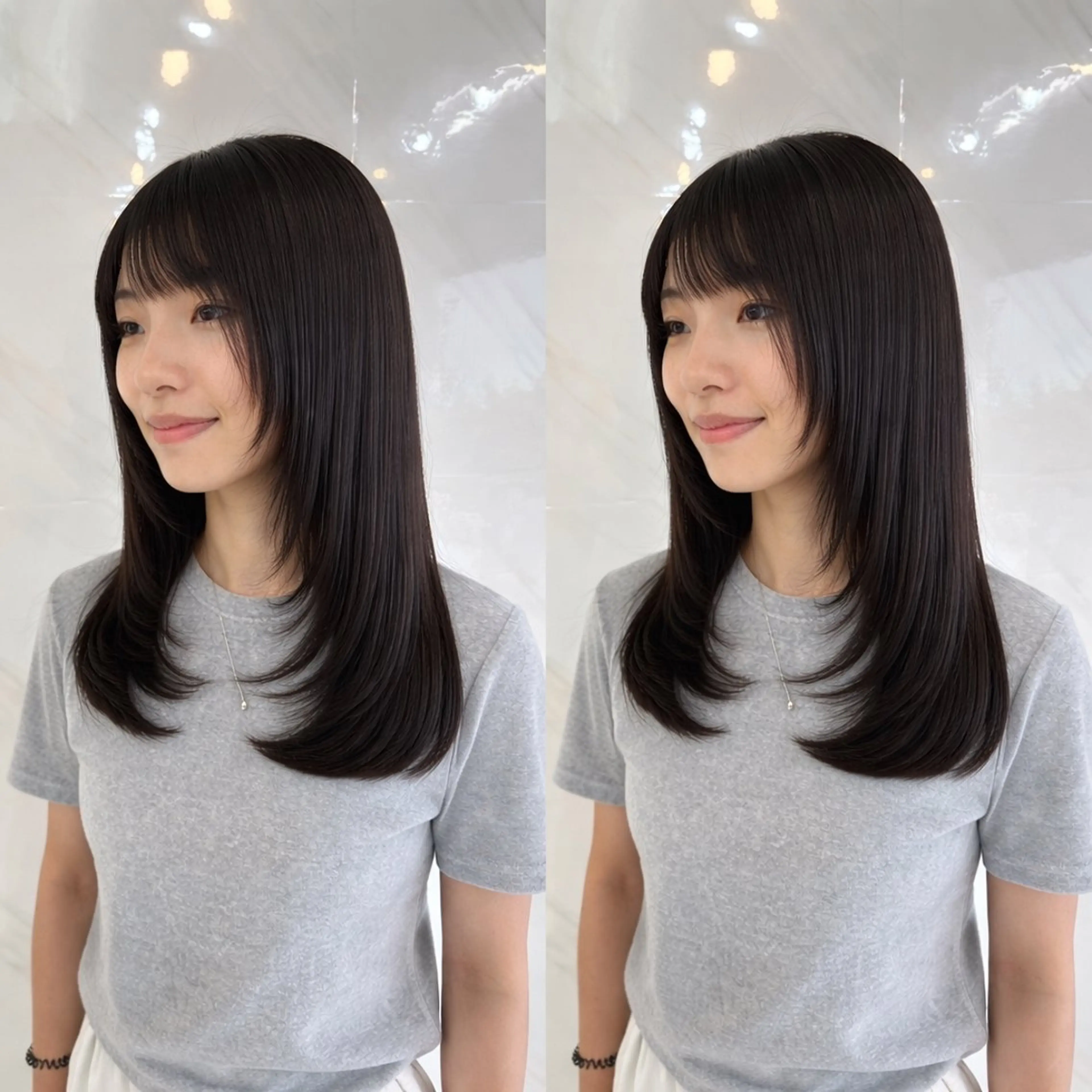 セミロング 髪質改善🩵縮毛矯正 代々木/木下のヘアスタイル