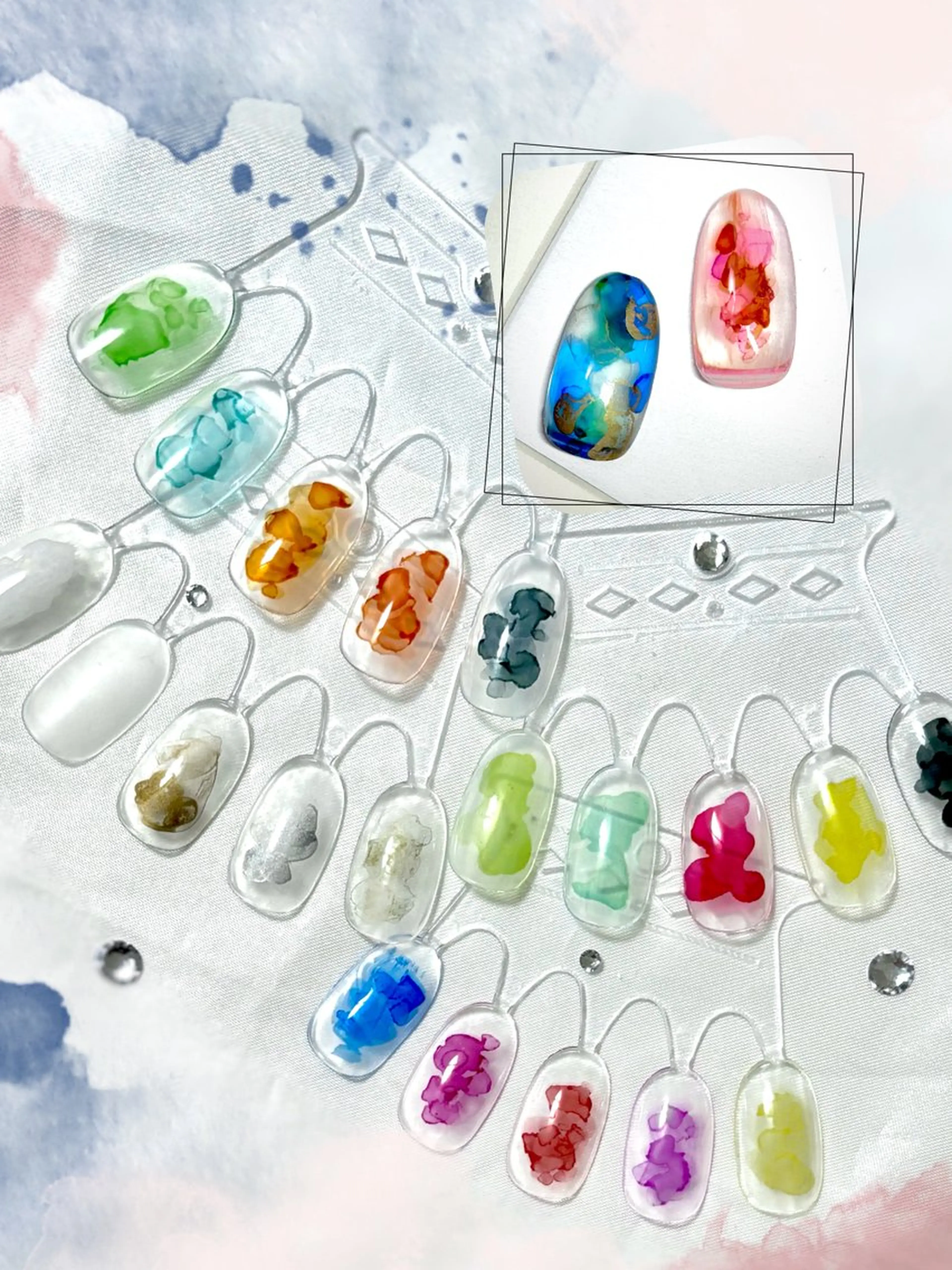 【オフありOK】 選べる3色♪インクアートニュアンスネイル☆【ベースカラー追加＋¥1000】の写真