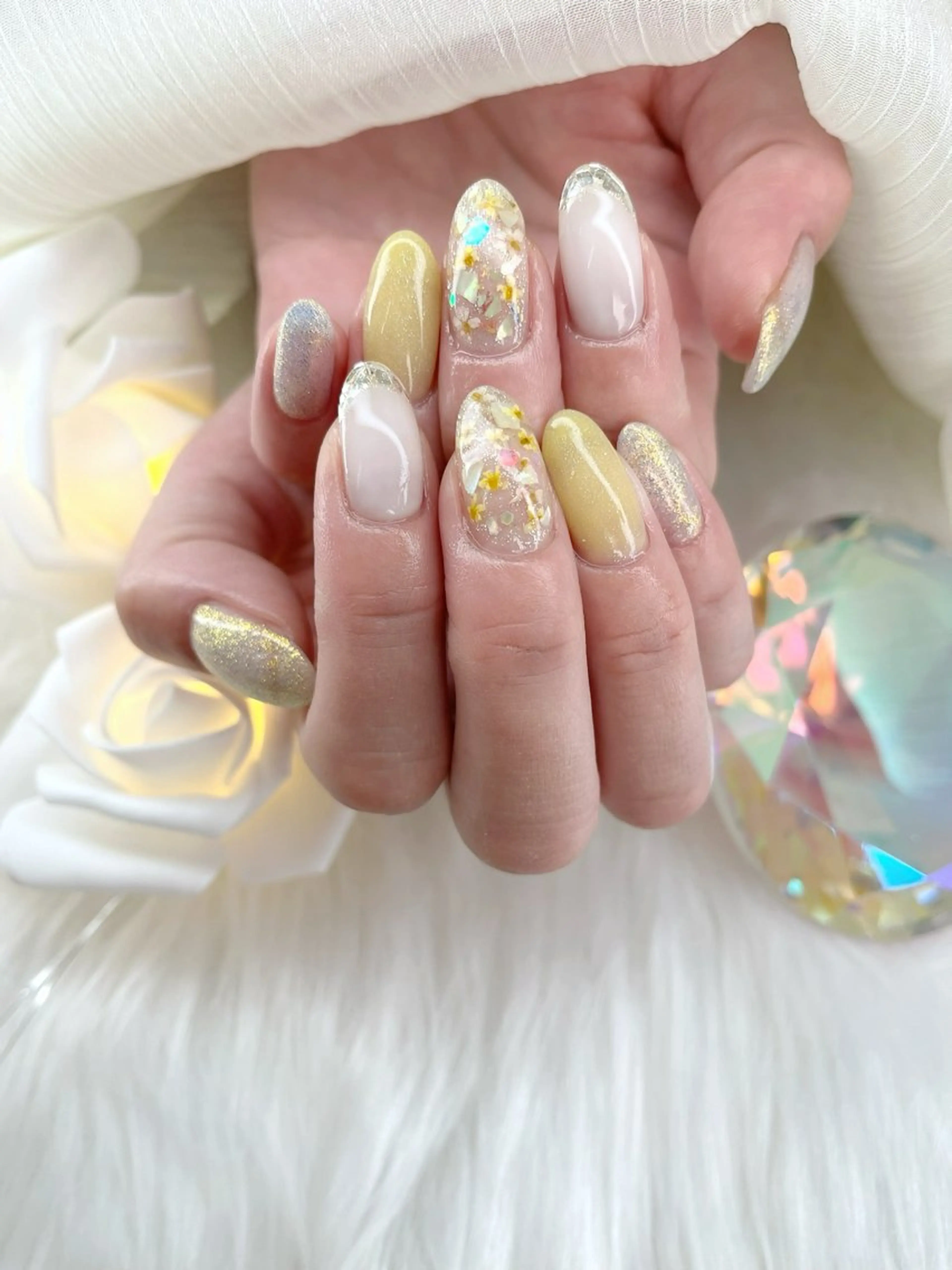 ネイル 黄色 多賀城 パラジェルのネイルデザイン