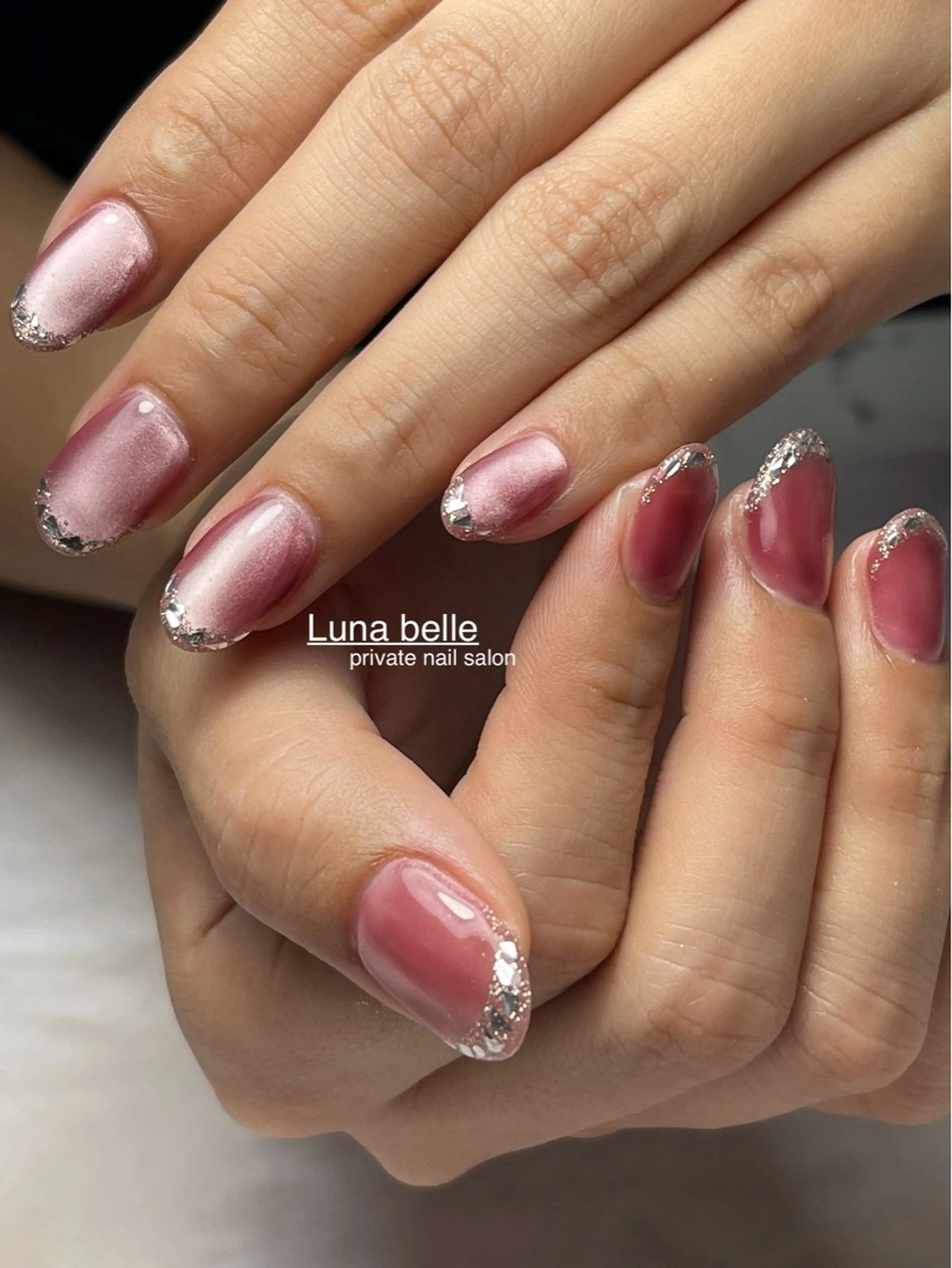 ネイル フレンチネイル ガラスフレンチ マグネットネイル ハンドネイル LUNA BELLEのネイルデザイン