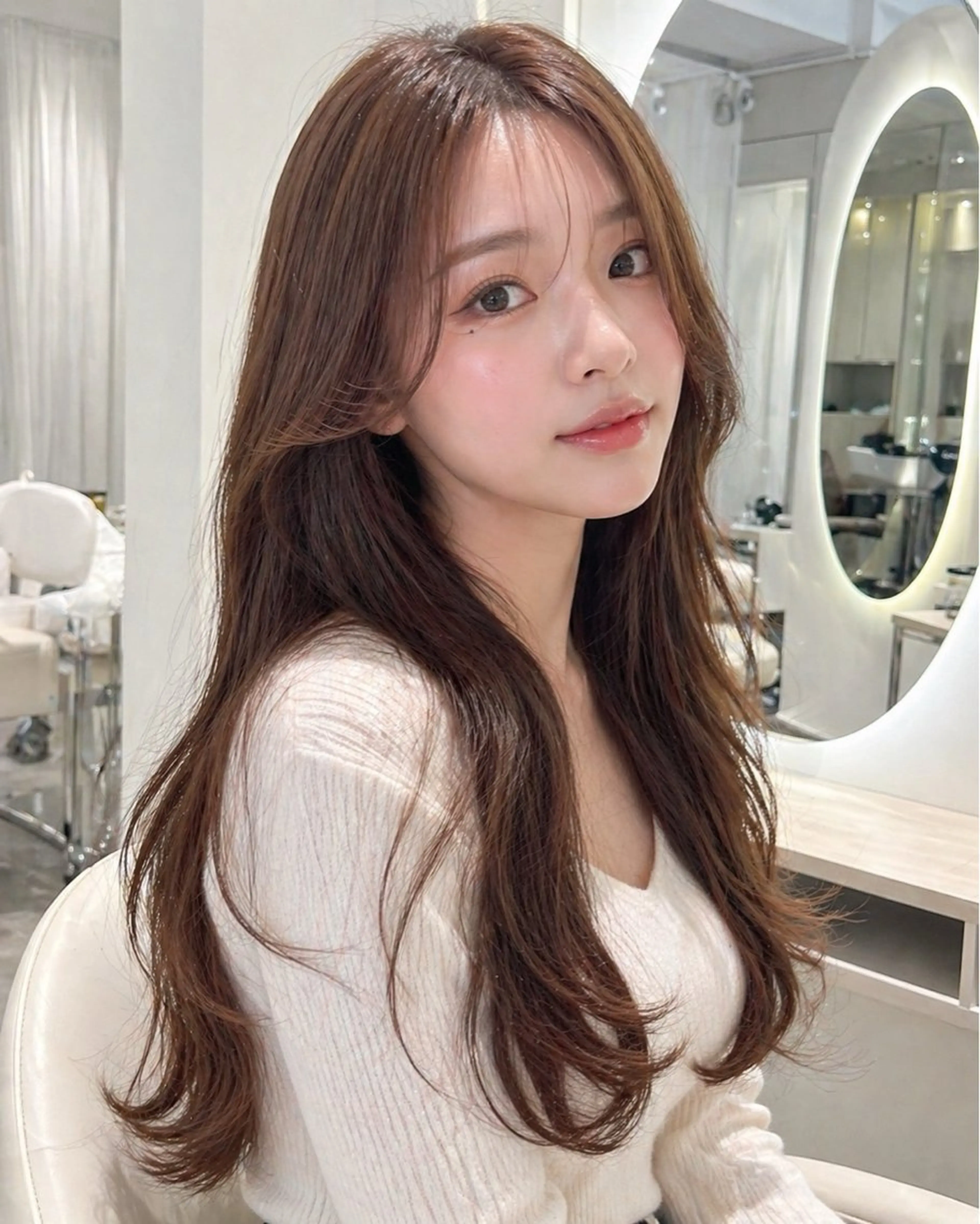 セミロング カラー ヘアアレンジ 韓国風ヘア レイヤーカット カット ヘアカラー トリートメント ヘアセット Ameri/髪質改善 /韓国ヘア🇰🇷のヘアスタイル